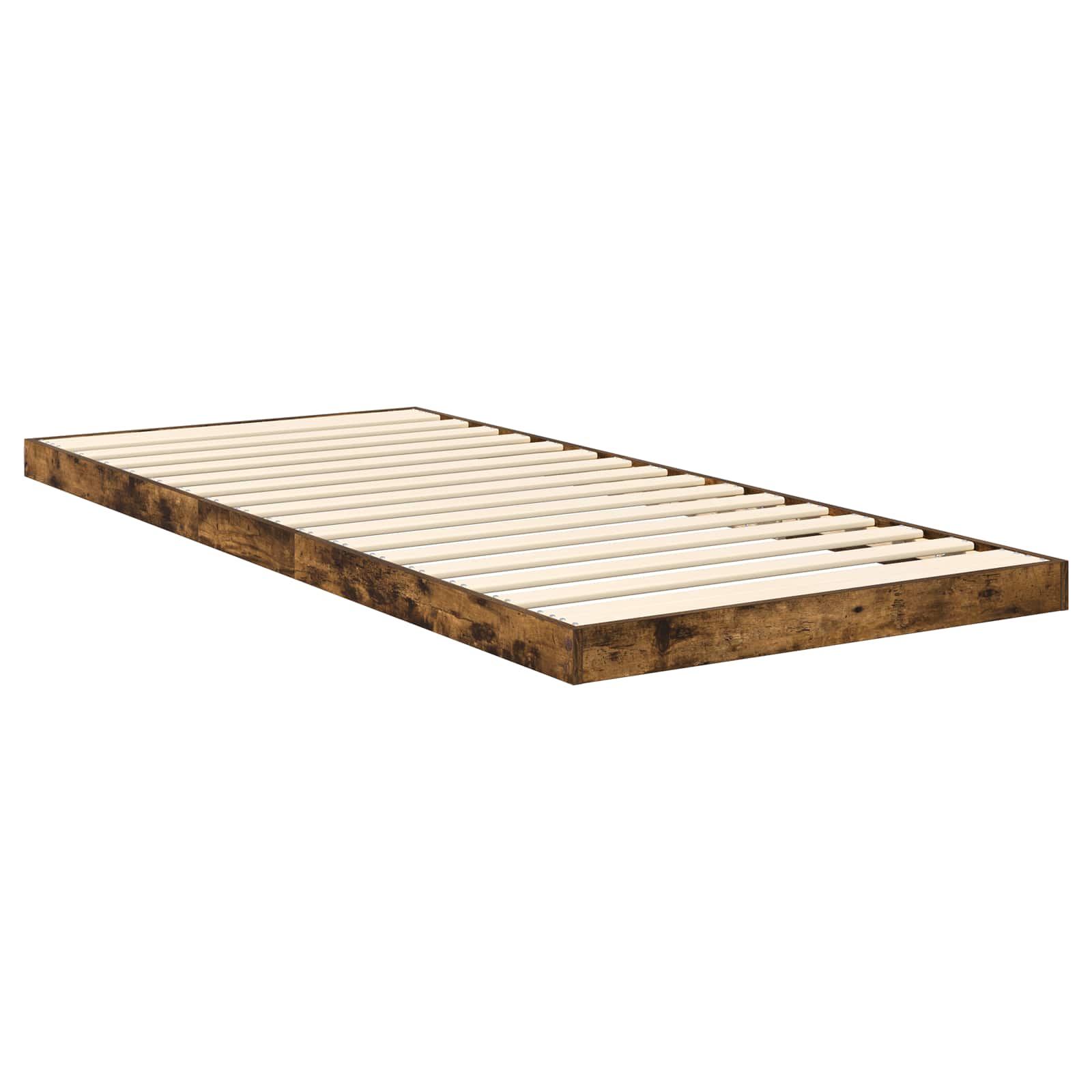 Vloer bedframe Gerookt eiken 75 x 190 cm Bewerkt hout is nu te koop bij PeponiXL, paradijselijk wonen!