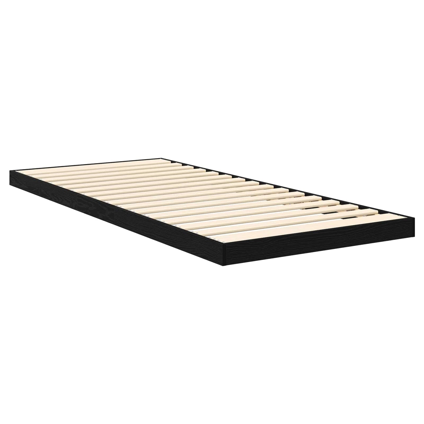 Vloer bedframe Zwart Eiken 90 x 190 cm Bewerkt hout