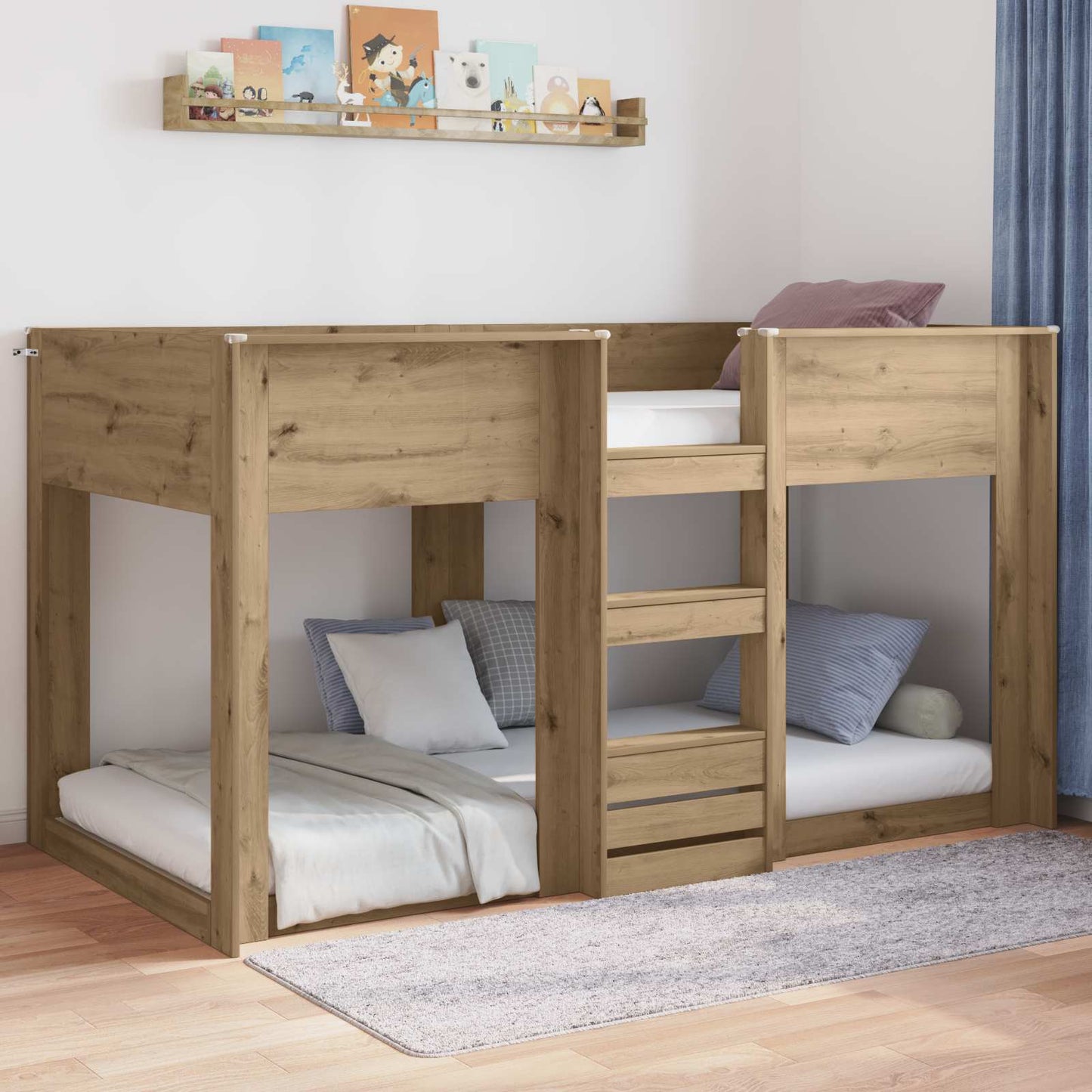 Vloer bedframe Artisan Eiken 90 x 190 cm Bewerkt hout