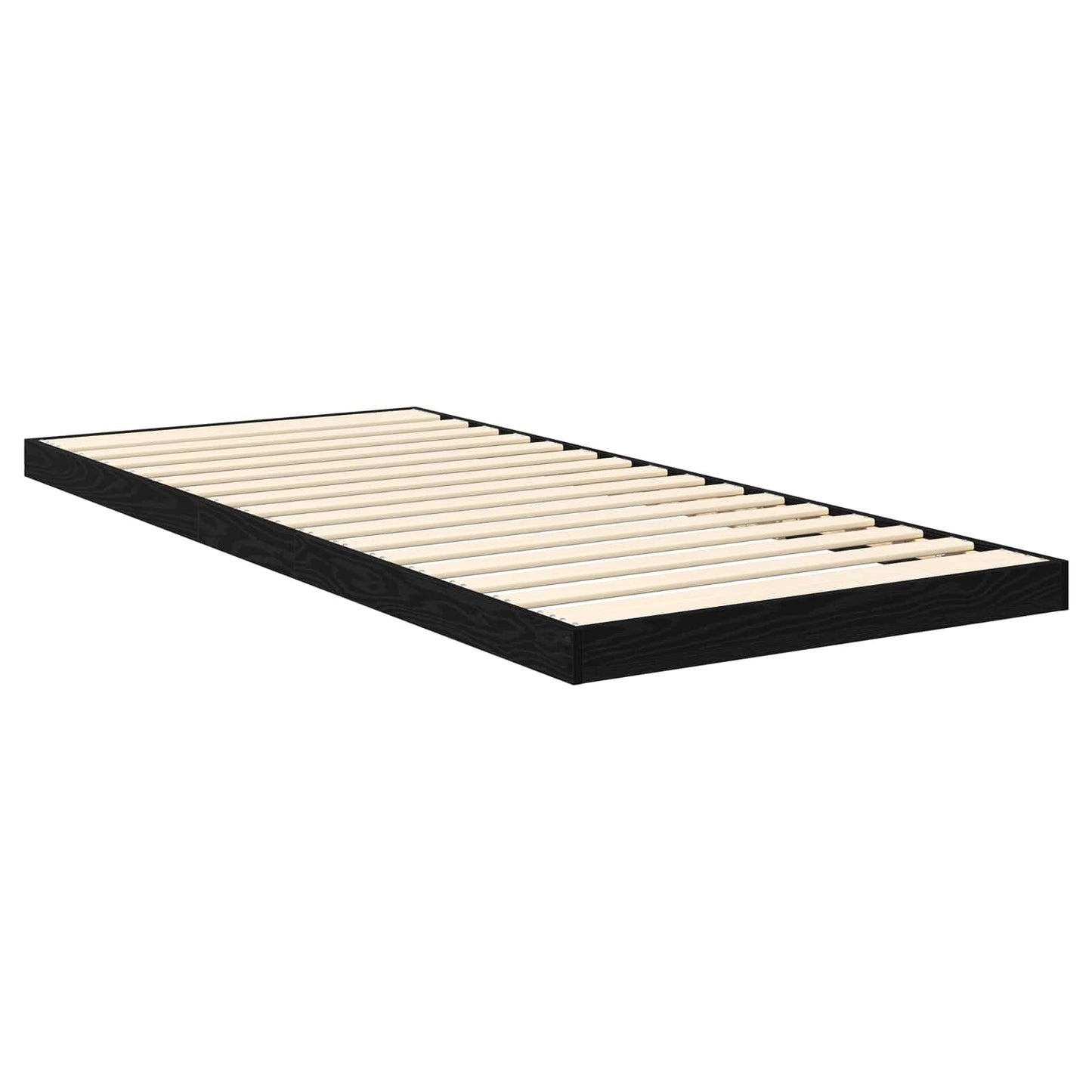 Vloer bedframe Zwart Eiken 80 x 200 cm Bewerkt hout is nu te koop bij PeponiXL, paradijselijk wonen!