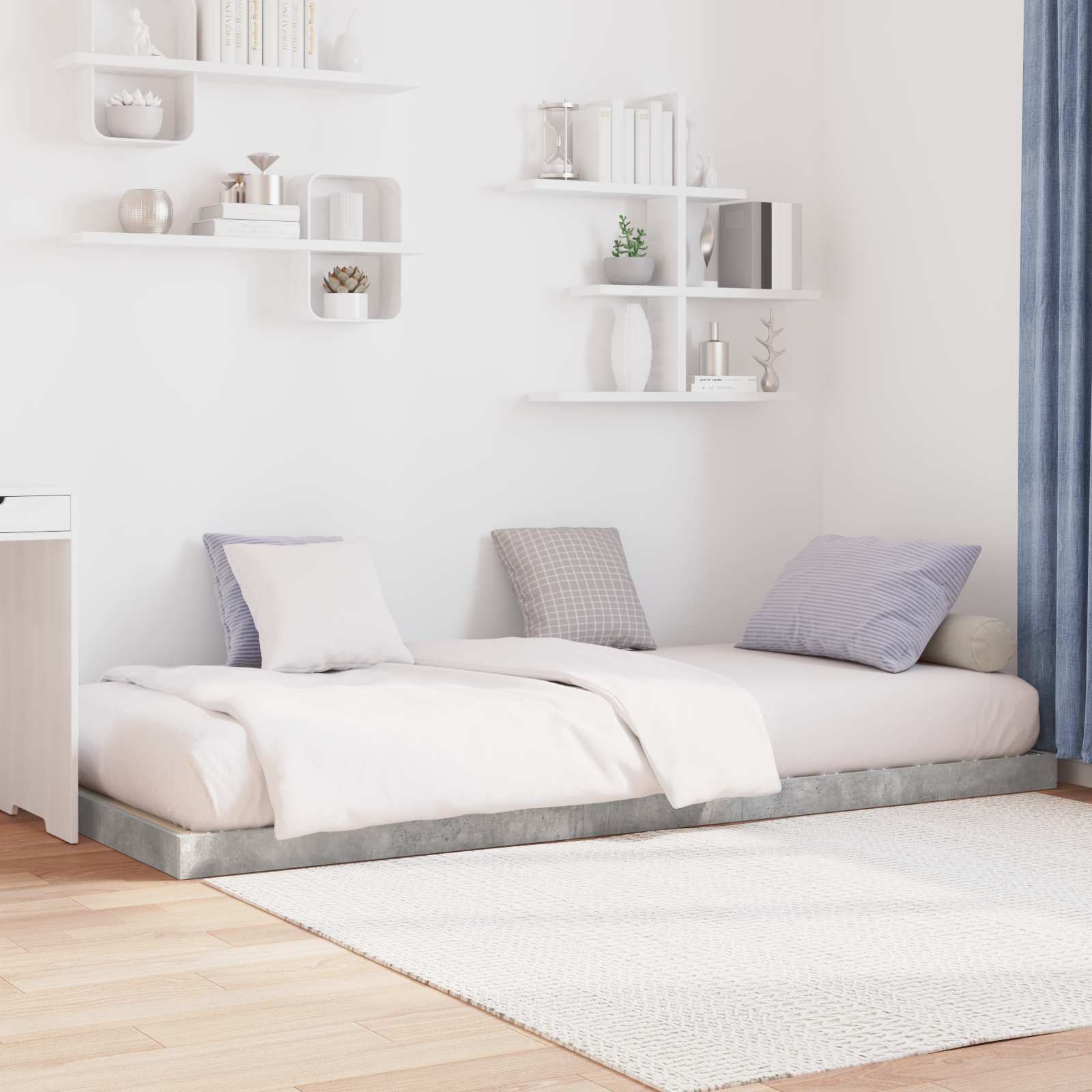 Vloer bedframe Beton Grijs 80 x 200 cm Bewerkt hout is nu te koop bij PeponiXL, paradijselijk wonen!