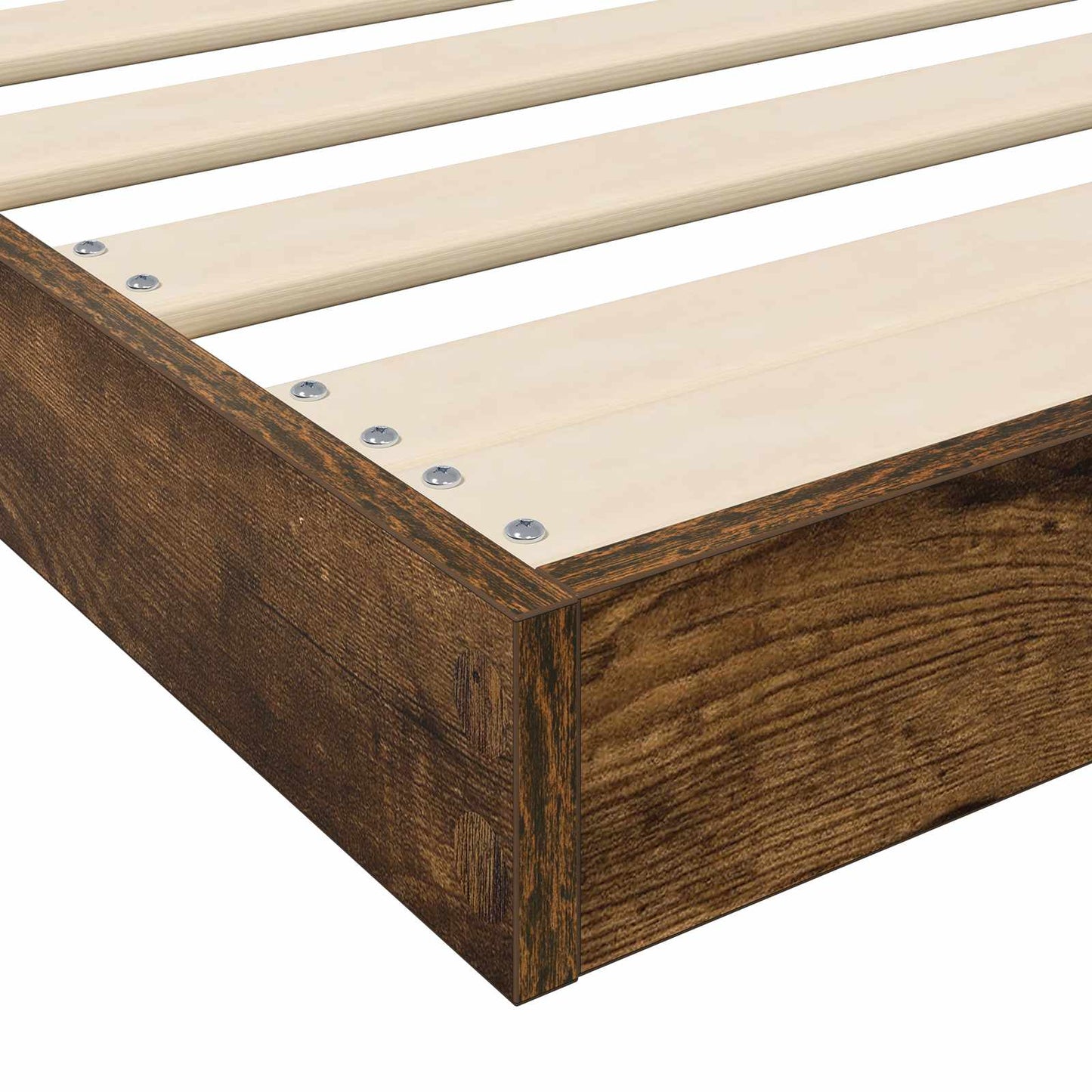 Vloer bedframe Gerookt eiken 80 x 200 cm Bewerkt hout is nu te koop bij PeponiXL, paradijselijk wonen!