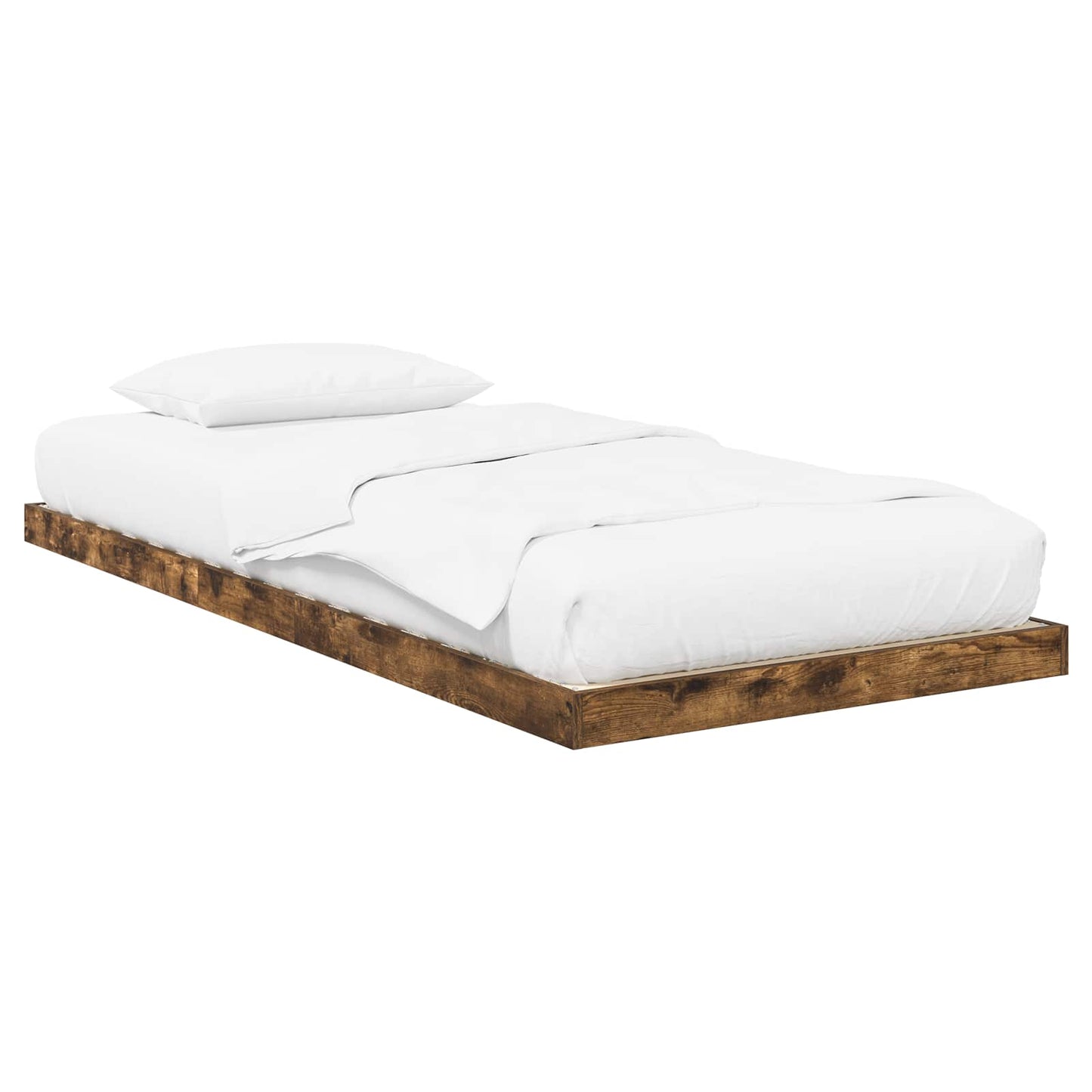 Vloer bedframe Gerookt eiken 80 x 200 cm Bewerkt hout is nu te koop bij PeponiXL, paradijselijk wonen!