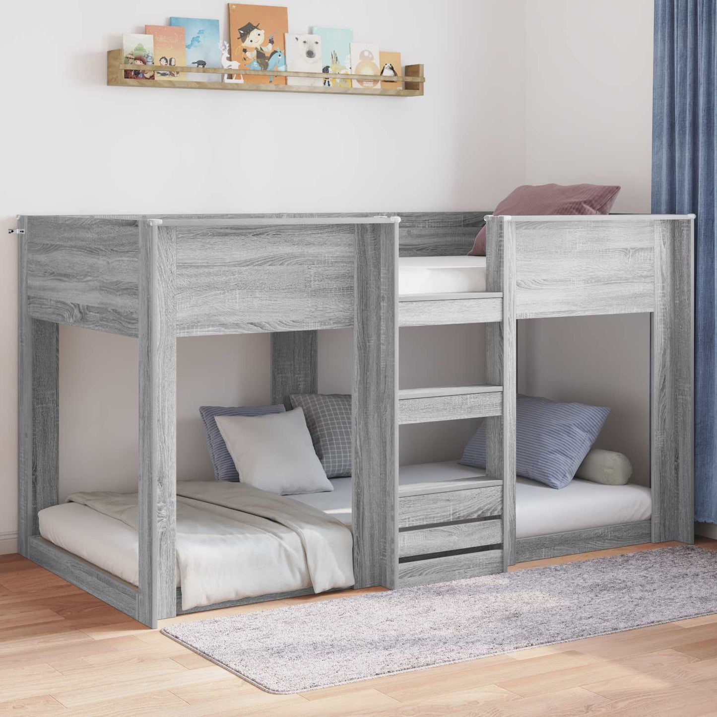 Vloer bedframe Grijs Sonoma 80 x 200 cm Bewerkt hout is nu te koop bij PeponiXL, paradijselijk wonen!