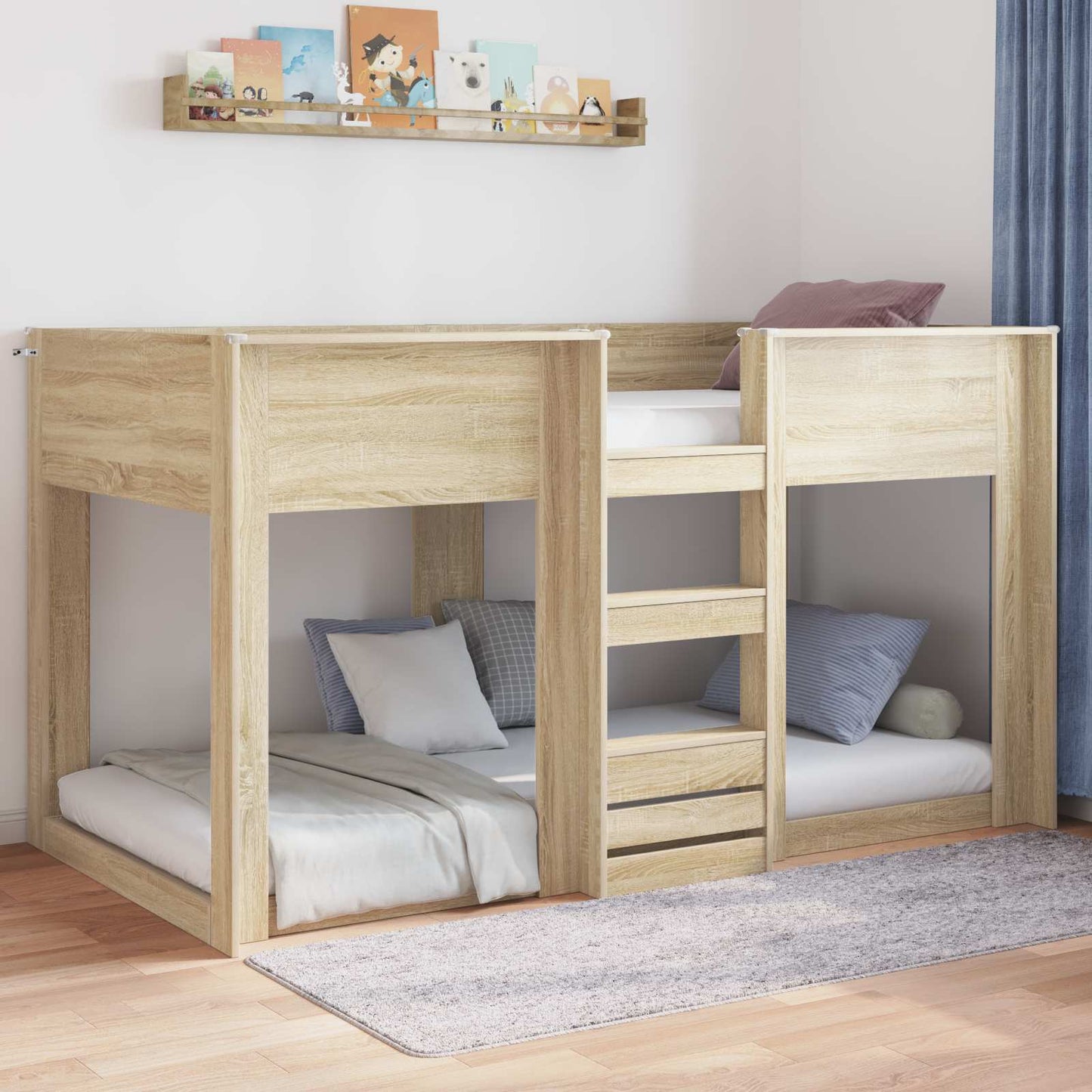 Vloer bedframe Sonoma Eiken 90 x 200 cm Bewerkt hout is nu te koop bij PeponiXL, paradijselijk wonen!