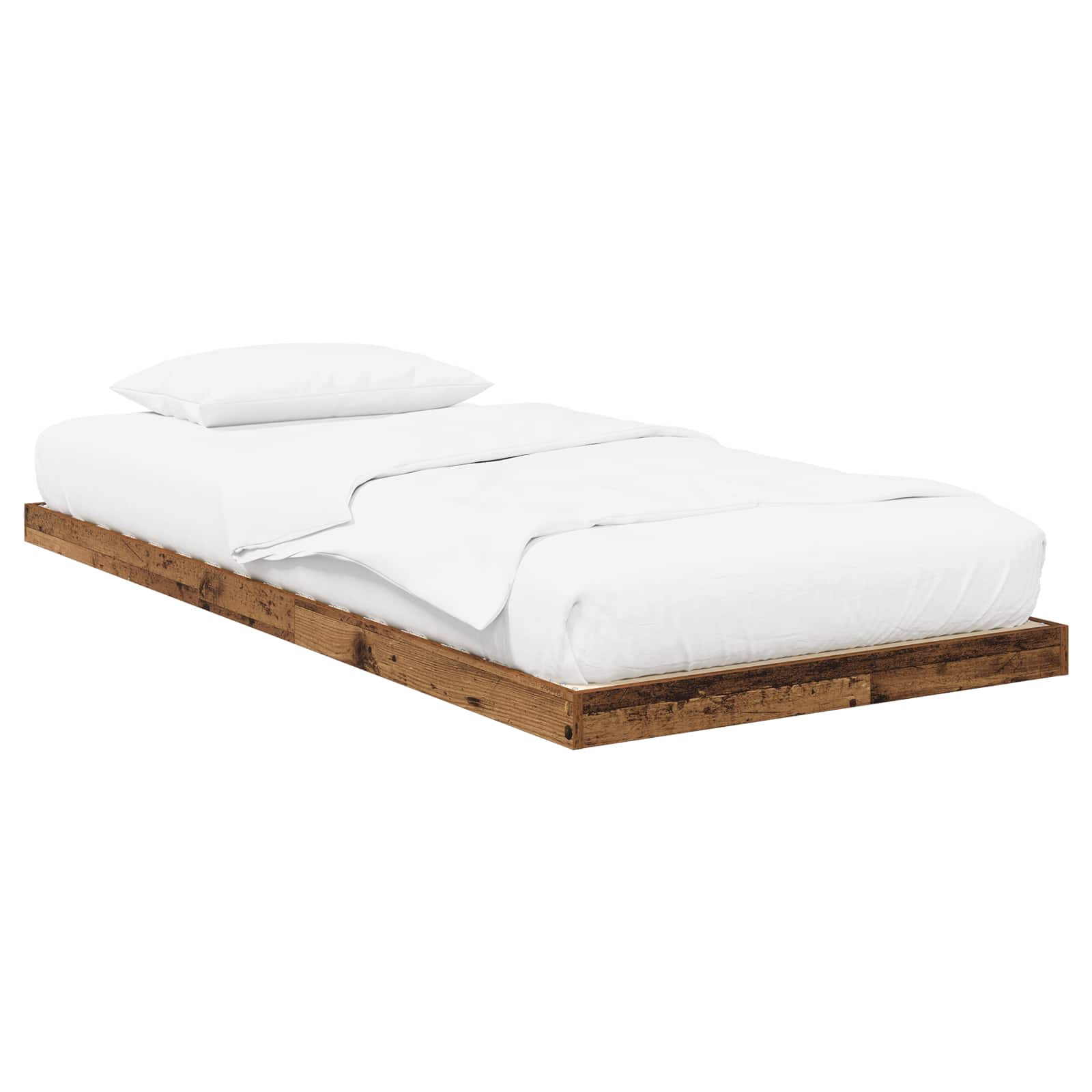 Vloer bedframe Oudhout 90 x 200 cm Bewerkt hout is nu te koop bij PeponiXL, paradijselijk wonen!