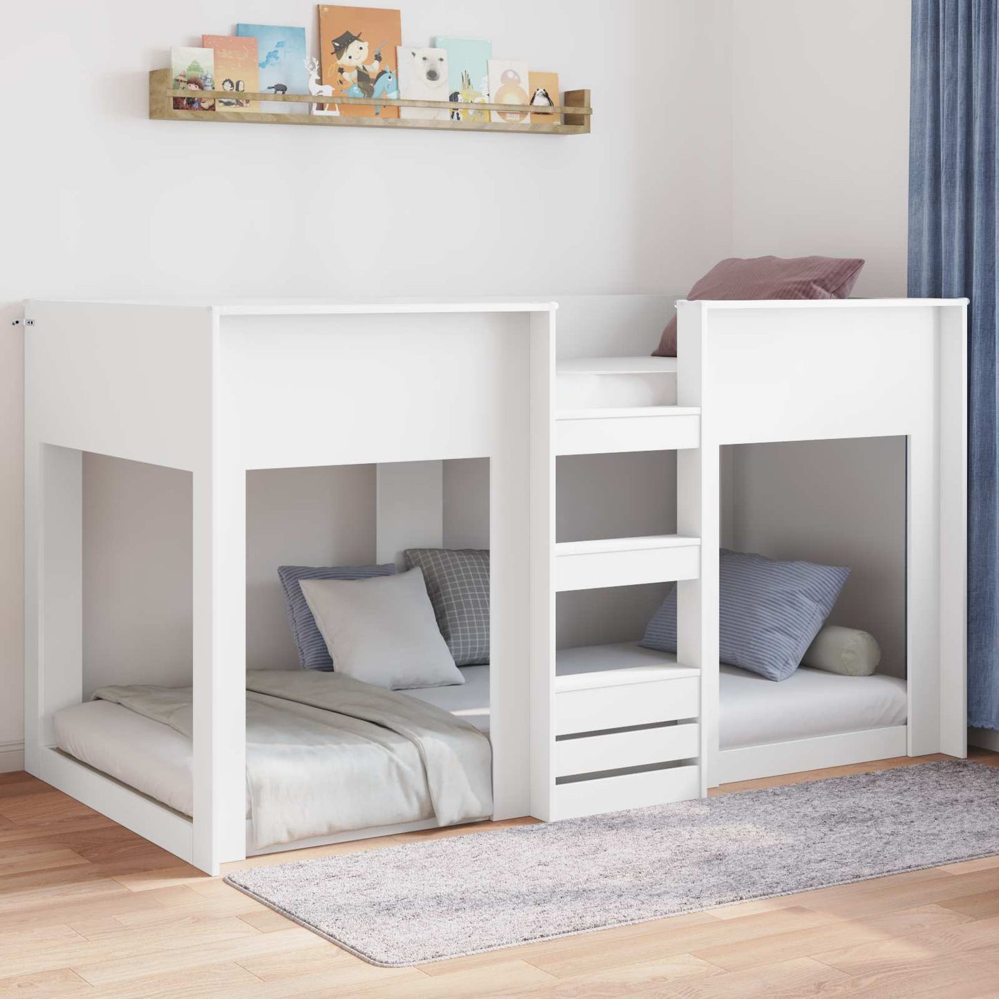 Vloer bedframe Wit 100 x 200 cm Bewerkt hout is nu te koop bij PeponiXL, paradijselijk wonen!