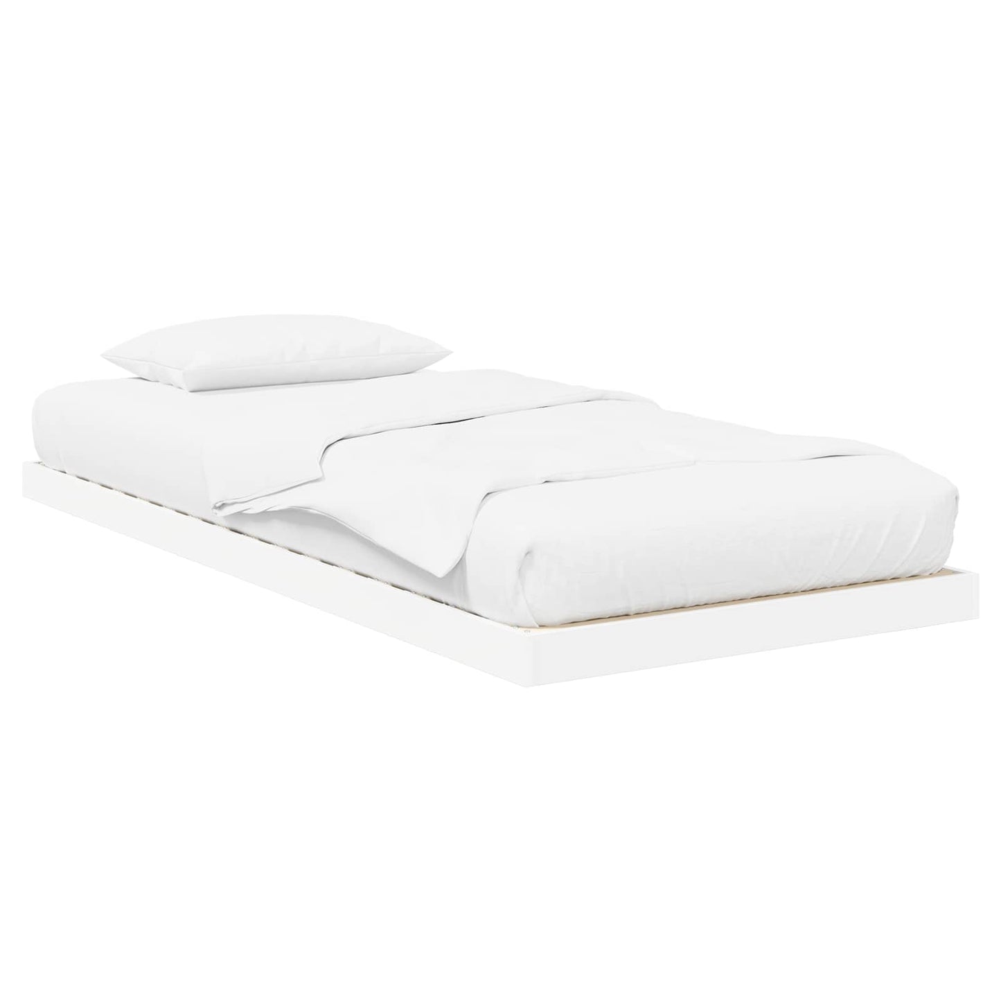 Vloer bedframe Wit 100 x 200 cm Bewerkt hout is nu te koop bij PeponiXL, paradijselijk wonen!