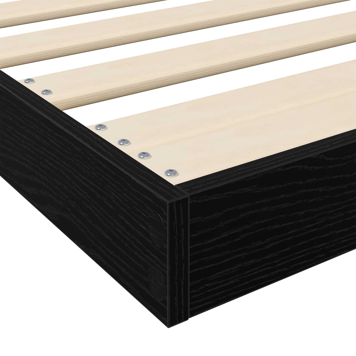 Vloer bedframe Zwart Eiken 100 x 200 cm Bewerkt hout is nu te koop bij PeponiXL, paradijselijk wonen!