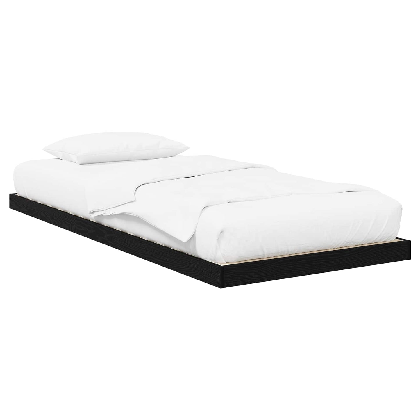 Vloer bedframe Zwart Eiken 100 x 200 cm Bewerkt hout is nu te koop bij PeponiXL, paradijselijk wonen!