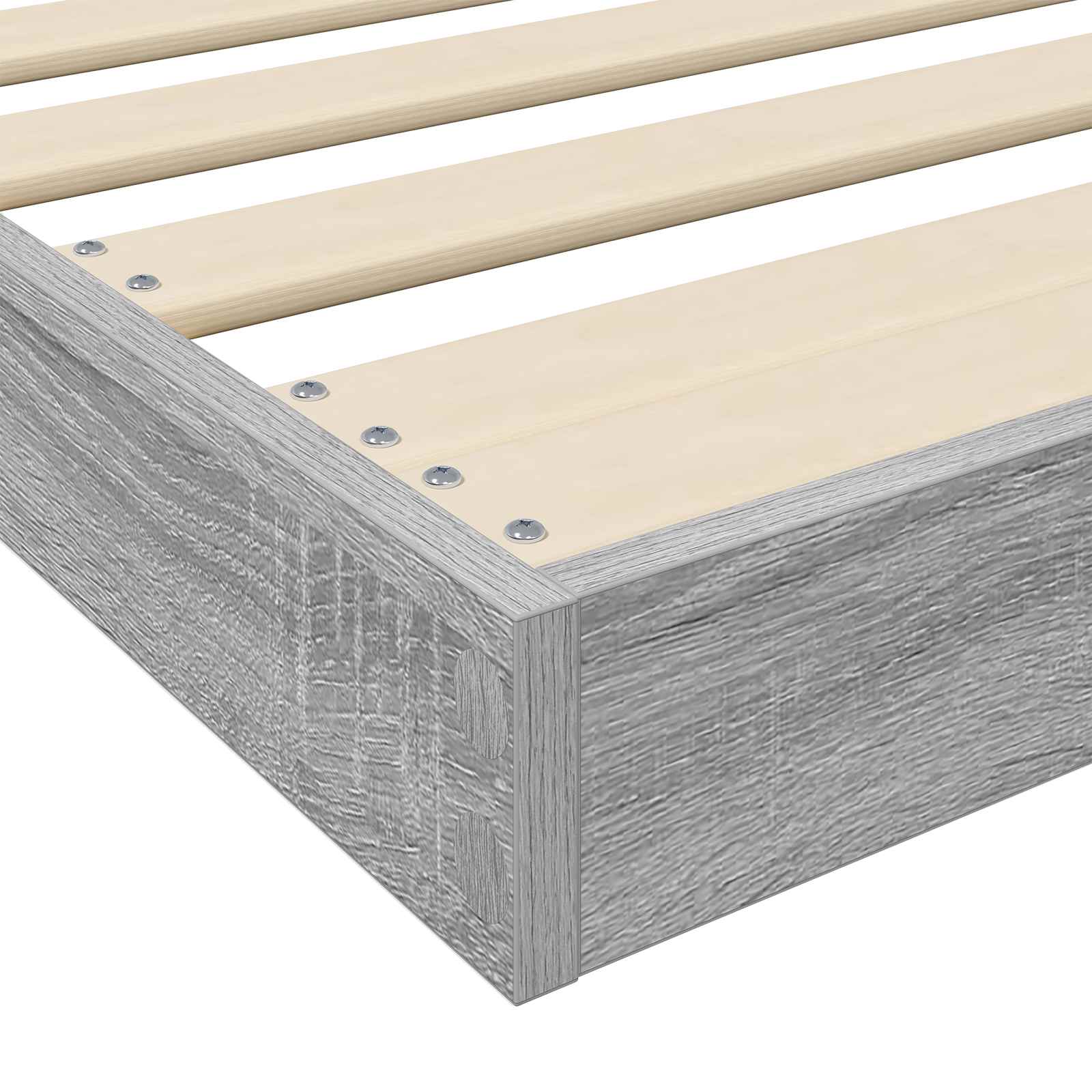 Vloer bedframe Grijs Sonoma 100 x 200 cm Bewerkt hout is nu te koop bij PeponiXL, paradijselijk wonen!