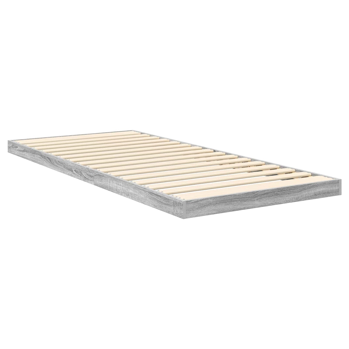 Vloer bedframe Grijs Sonoma 100 x 200 cm Bewerkt hout is nu te koop bij PeponiXL, paradijselijk wonen!