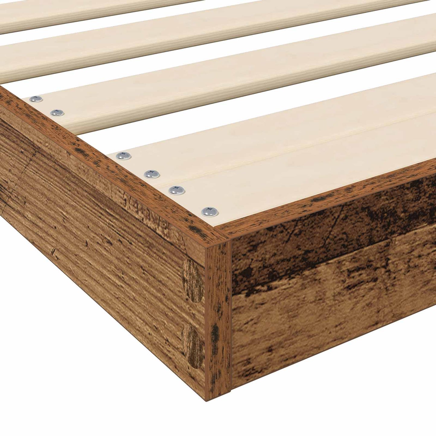 Vloer bedframe Oudhout 100 x 200 cm Bewerkt hout is nu te koop bij PeponiXL, paradijselijk wonen!