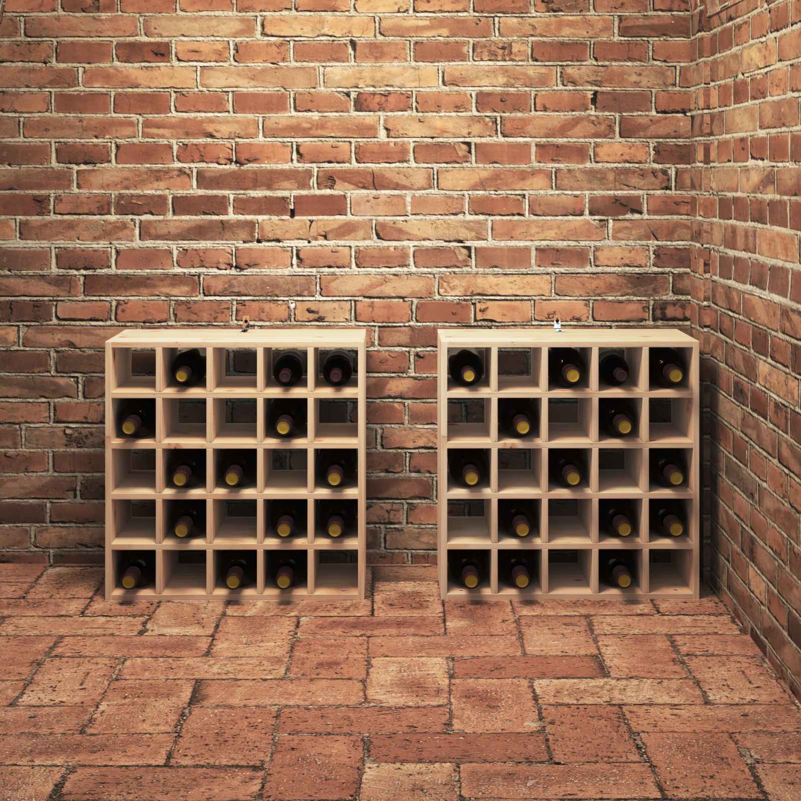 Wijnrek 2 pcs Naturel 56 x 25 x 56 cm Massief grenenhout is nu te koop bij PeponiXL, paradijselijk wonen!