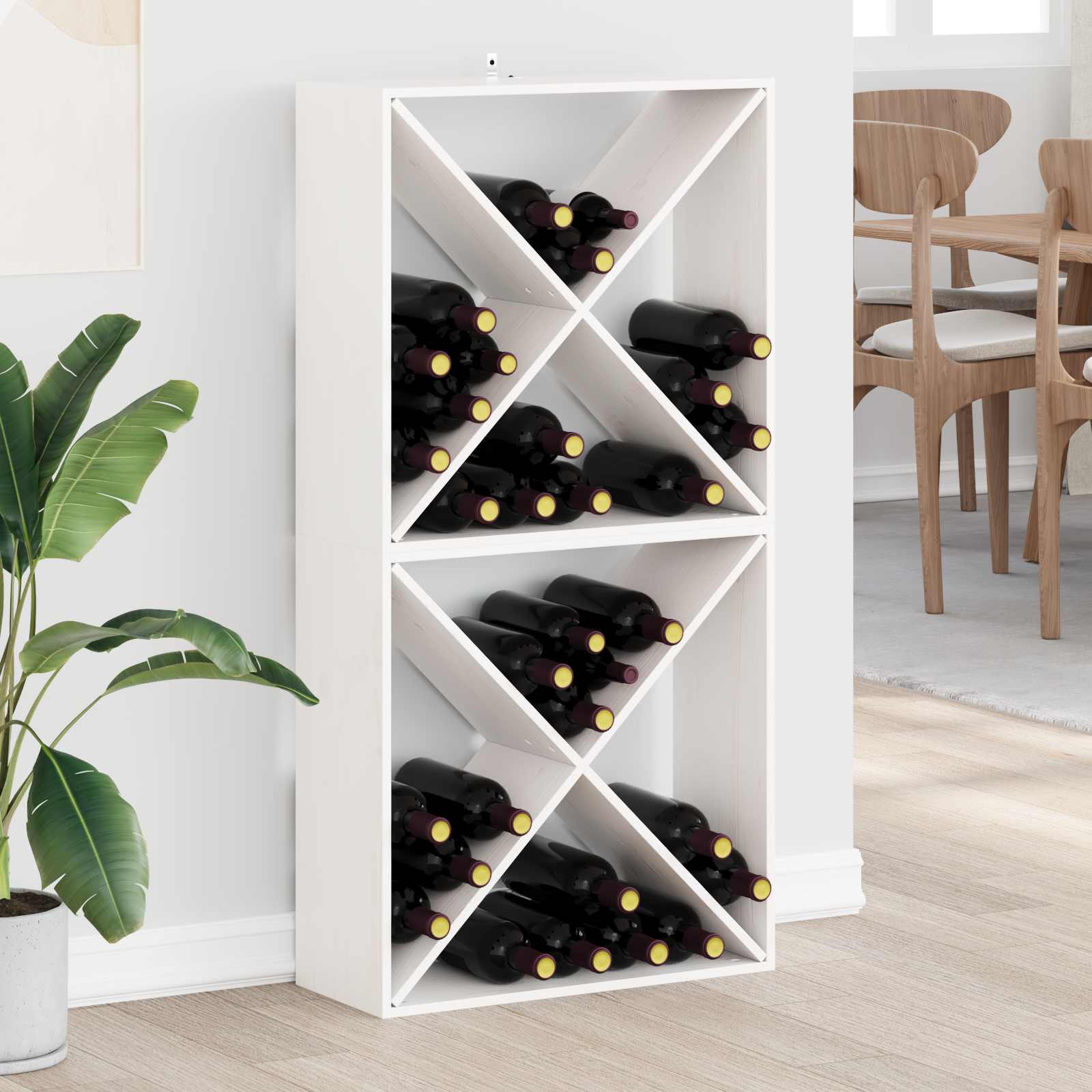 Wijnrek 2 pcs Wit 62 x 25 x 62 cm Massief grenenhout is nu te koop bij PeponiXL, paradijselijk wonen!