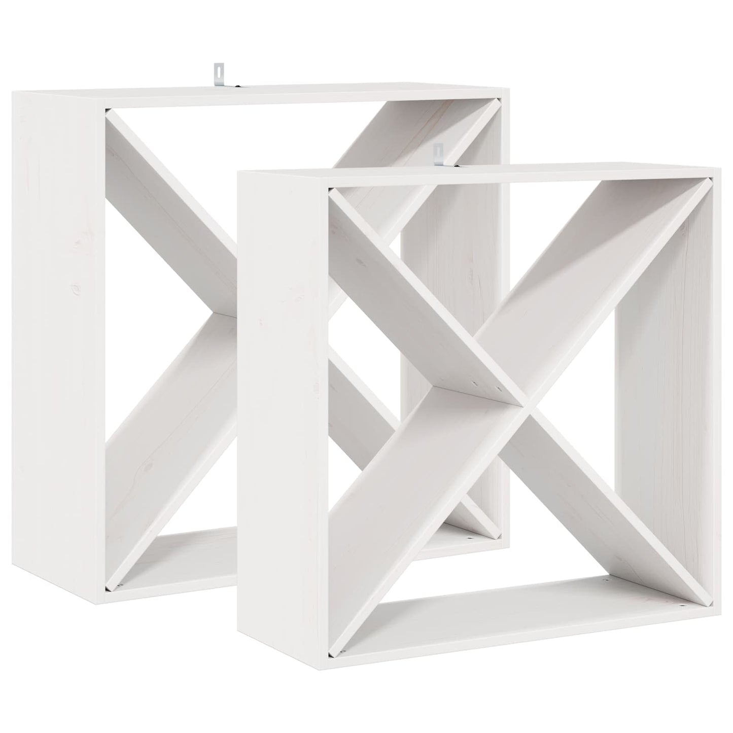 Wijnrek 2 pcs Wit 62 x 25 x 62 cm Massief grenenhout is nu te koop bij PeponiXL, paradijselijk wonen!