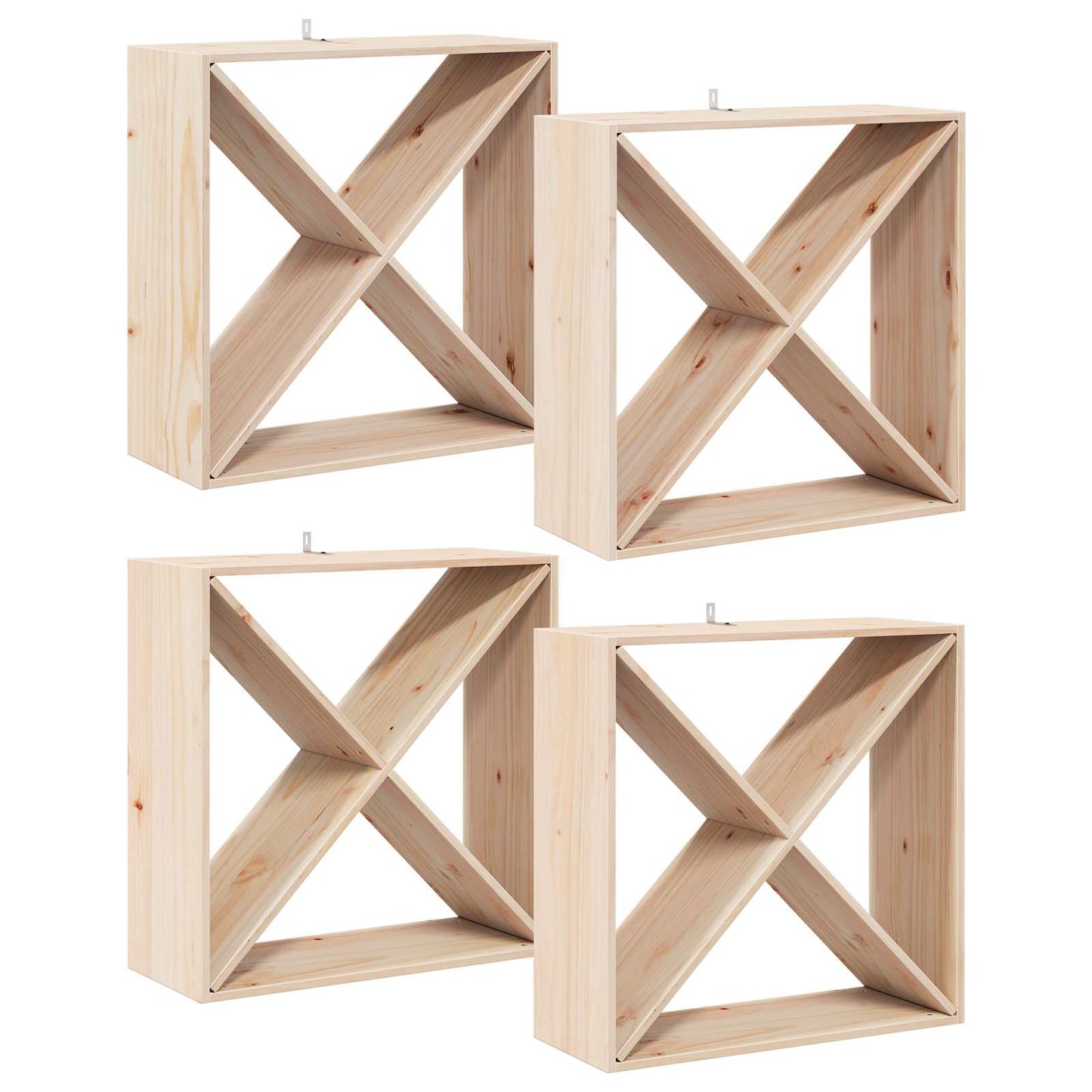 Wijnrek 4 pcs Naturel 62 x 25 x 62 cm Massief grenenhout is nu te koop bij PeponiXL, paradijselijk wonen!
