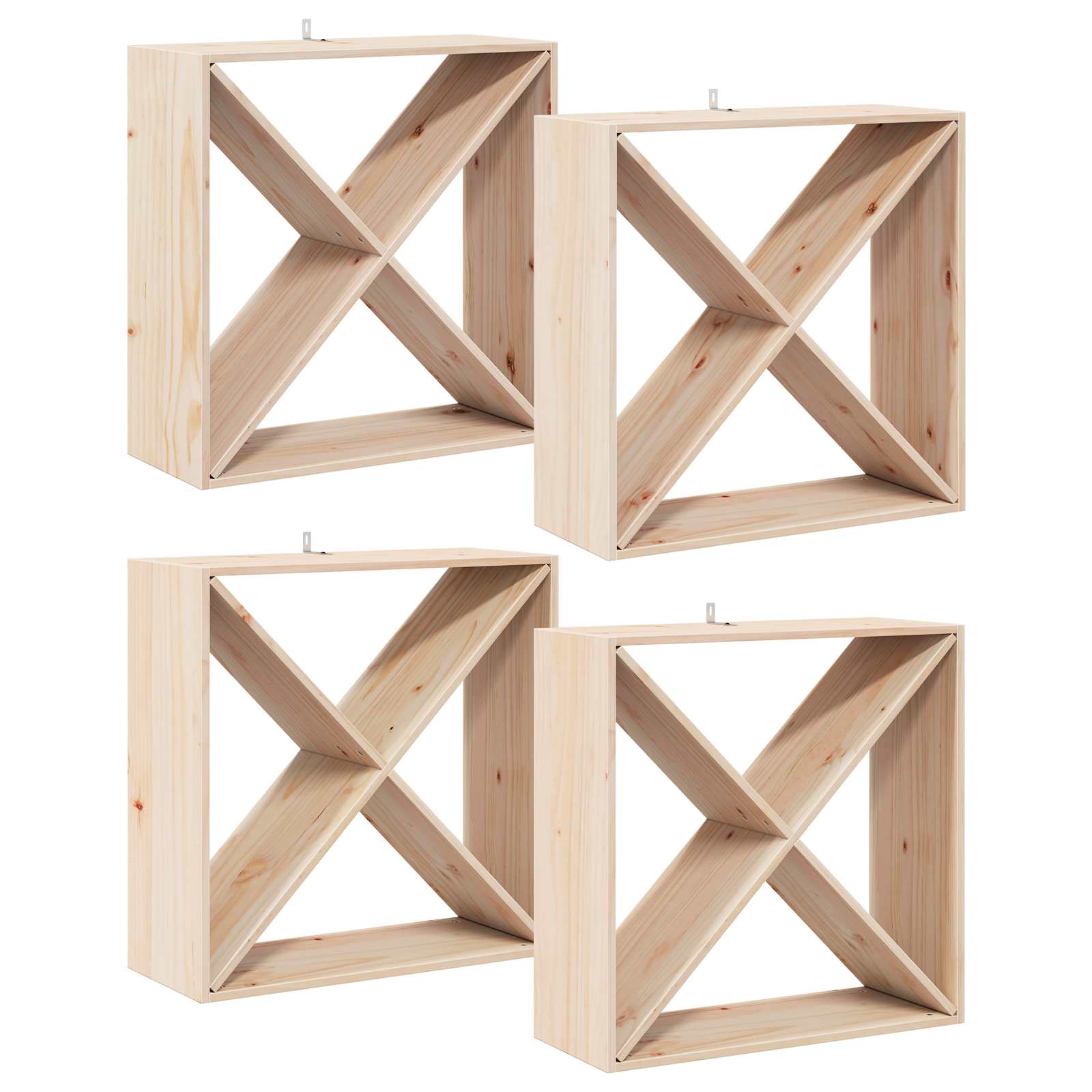 Wijnrek 4 pcs Naturel 62 x 25 x 62 cm Massief grenenhout is nu te koop bij PeponiXL, paradijselijk wonen!