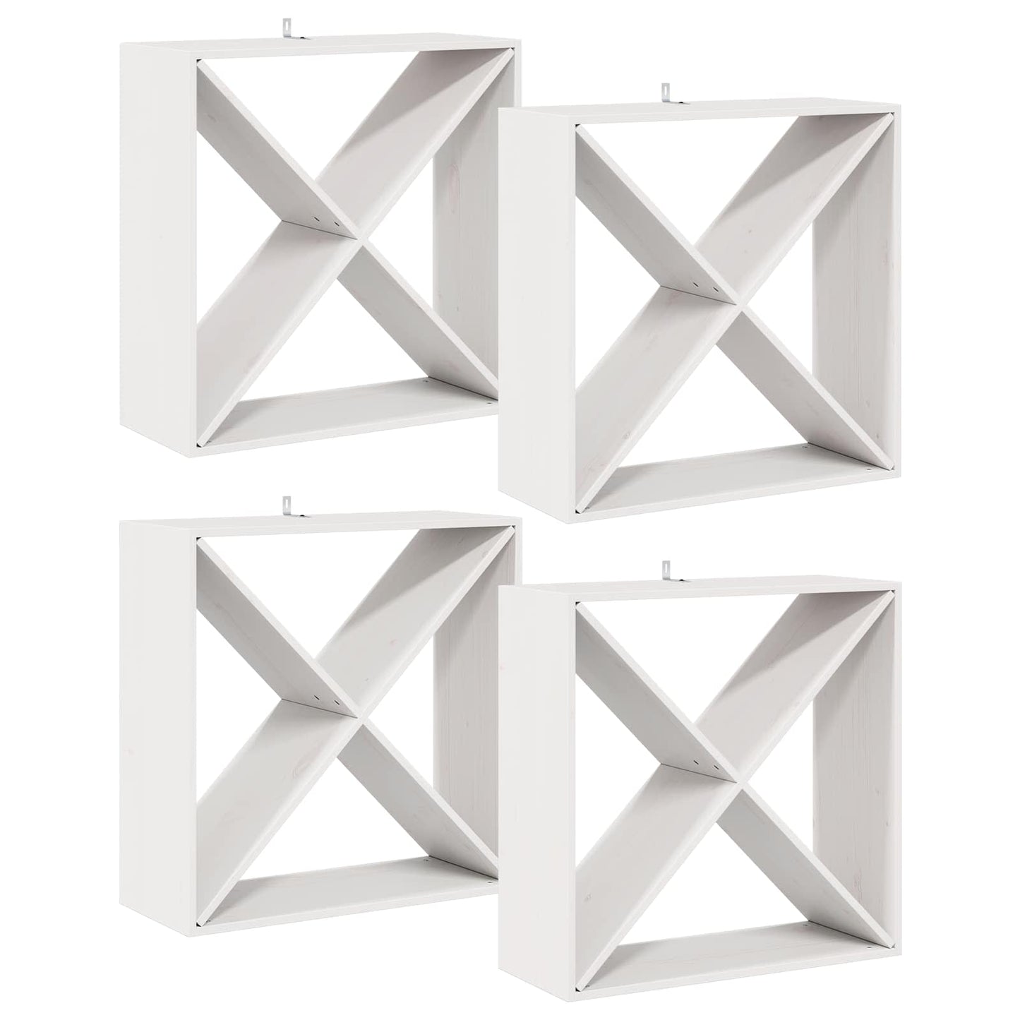 Wijnrek 4 pcs Wit 62 x 25 x 62 cm Massief grenenhout is nu te koop bij PeponiXL, paradijselijk wonen!