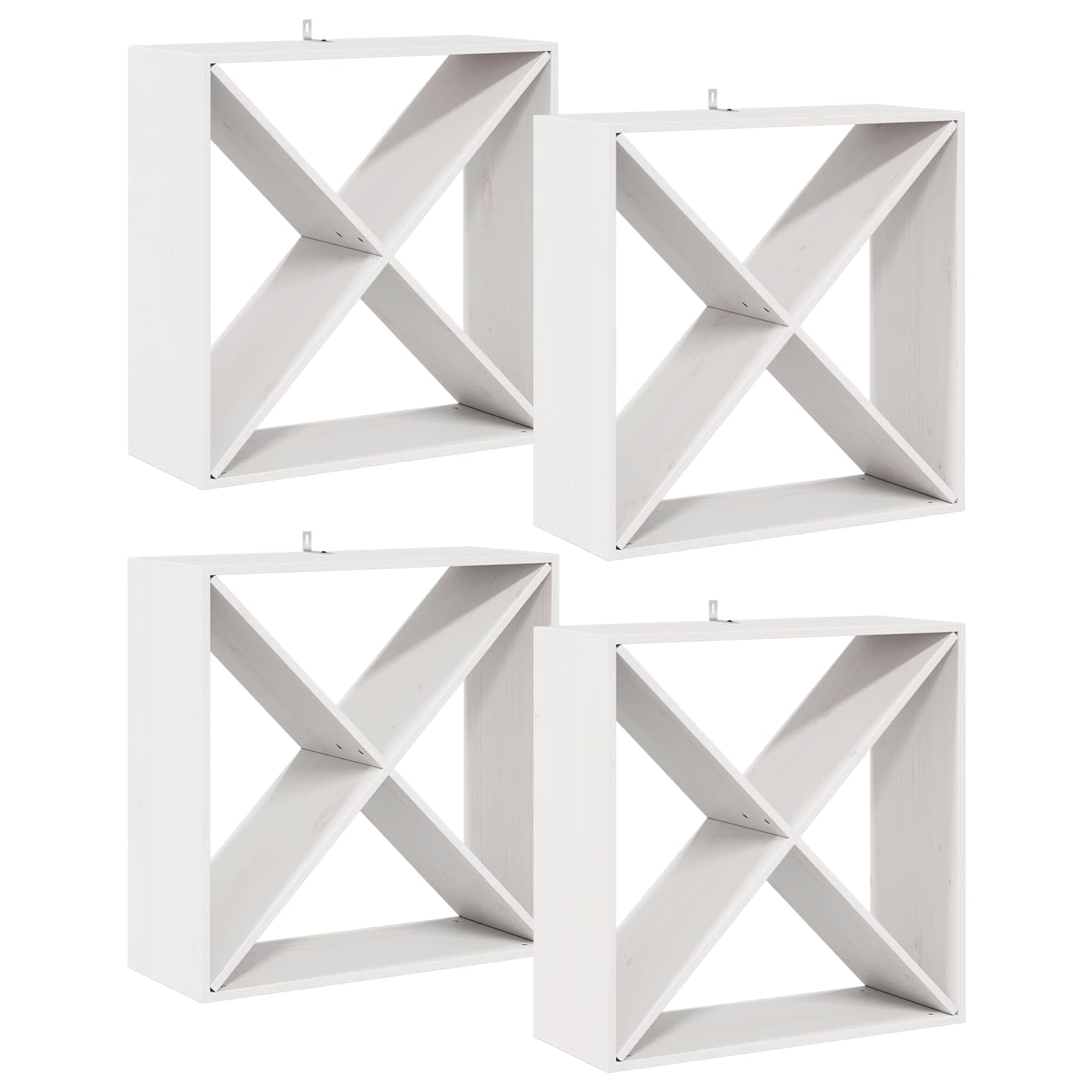 Wijnrek 4 pcs Wit 62 x 25 x 62 cm Massief grenenhout is nu te koop bij PeponiXL, paradijselijk wonen!