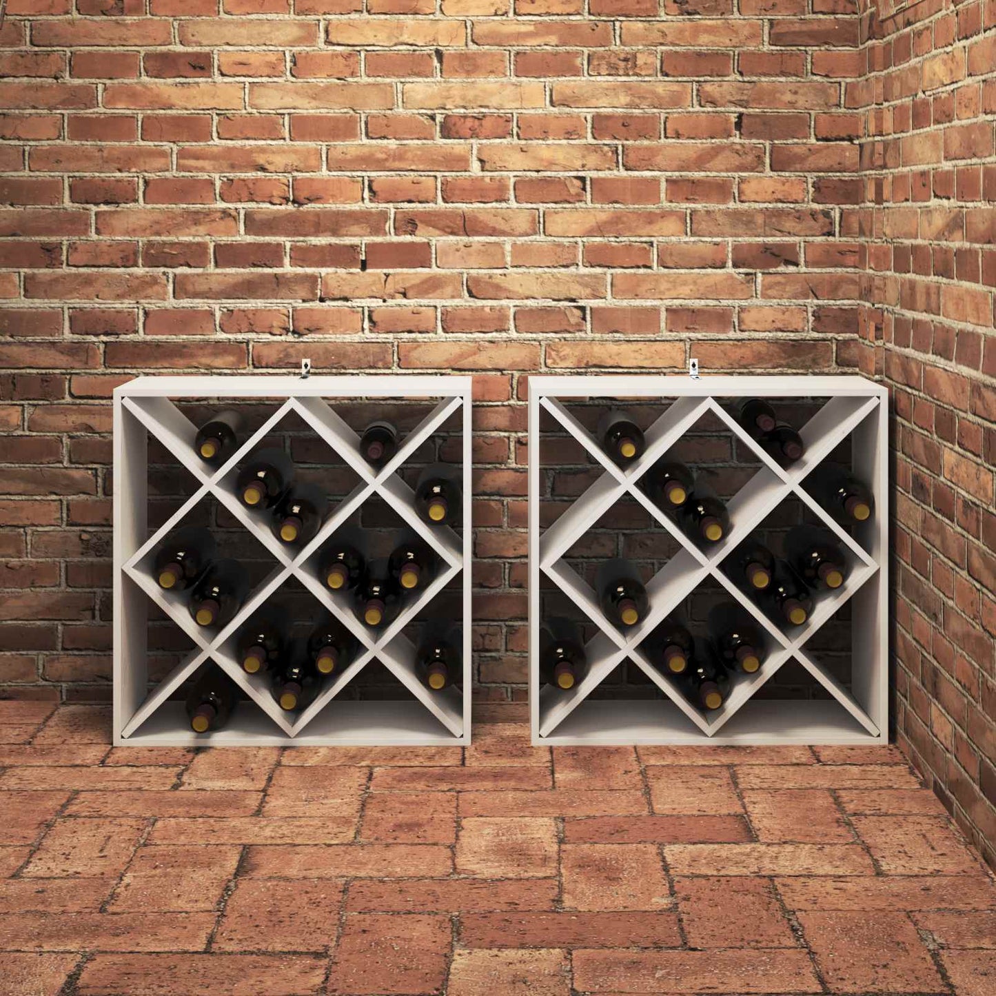 Wijnrek 2 pcs Wit 62 x 25 x 62 cm Massief grenenhout is nu te koop bij PeponiXL, paradijselijk wonen!