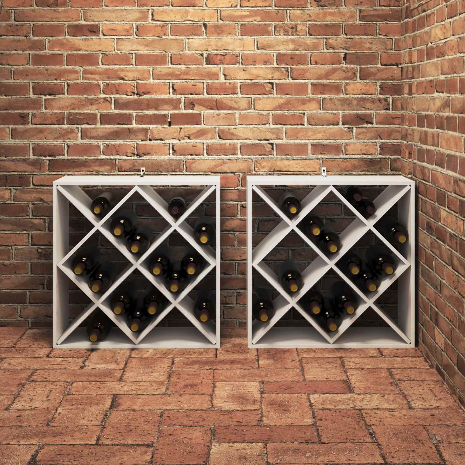 Wijnrek 2 pcs Wit 62 x 25 x 62 cm Massief grenenhout is nu te koop bij PeponiXL, paradijselijk wonen!