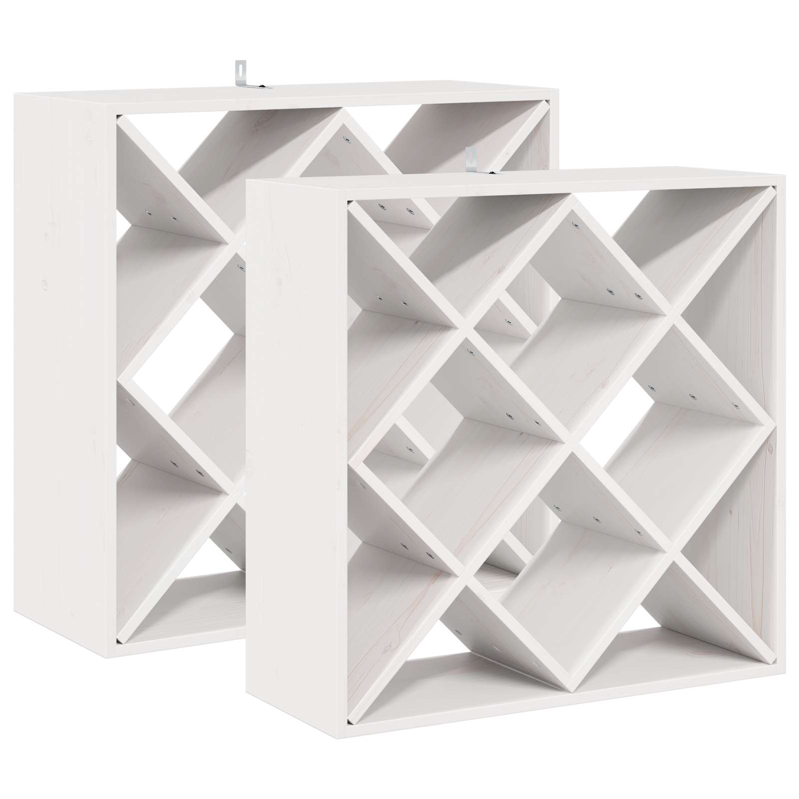Wijnrek 2 pcs Wit 62 x 25 x 62 cm Massief grenenhout is nu te koop bij PeponiXL, paradijselijk wonen!