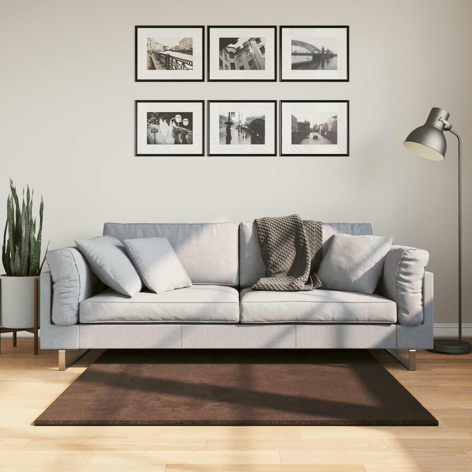 Vloerkleden Vierkant HUARTE Bruin 120 x 120 cm Polyester is nu te koop bij PeponiXL, paradijselijk wonen!