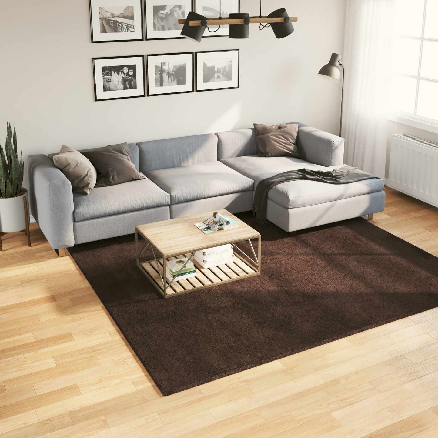 Medium pile zachte en wasbare tapijt HUARTE Bruin 240 x 240 cm is nu te koop bij PeponiXL, paradijselijk wonen!