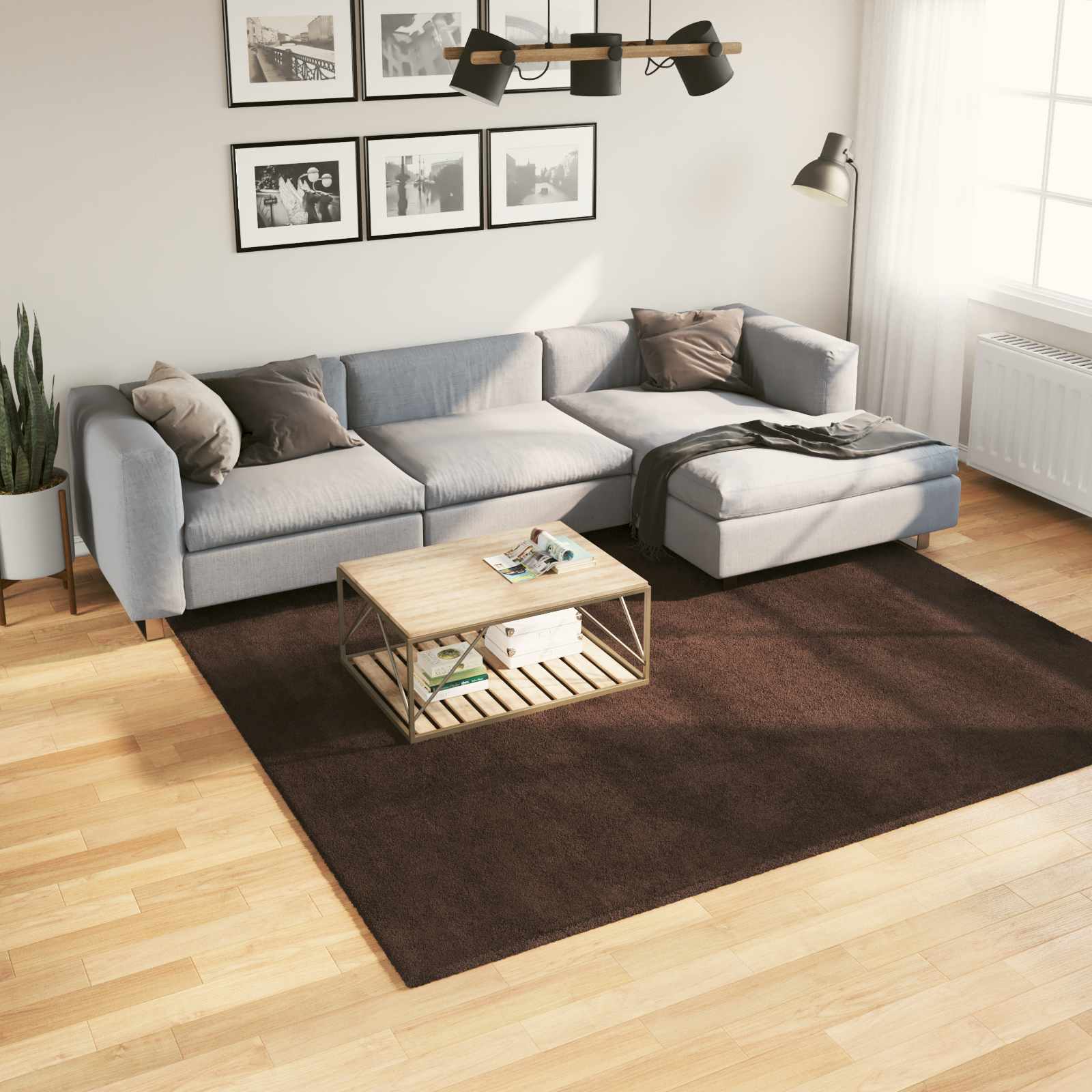 Medium pile zachte en wasbare tapijt HUARTE Bruin 240 x 240 cm is nu te koop bij PeponiXL, paradijselijk wonen!