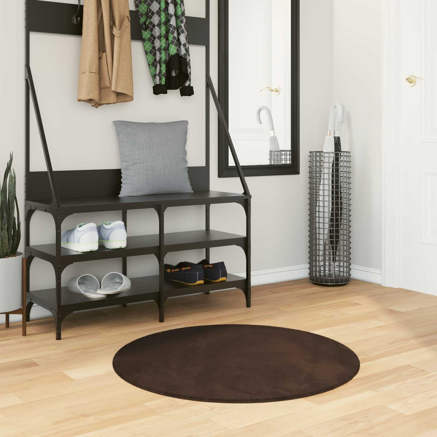 Medium pile zachte en wasbare tapijt HUARTE Bruin Ø 80 CM is nu te koop bij PeponiXL, paradijselijk wonen!