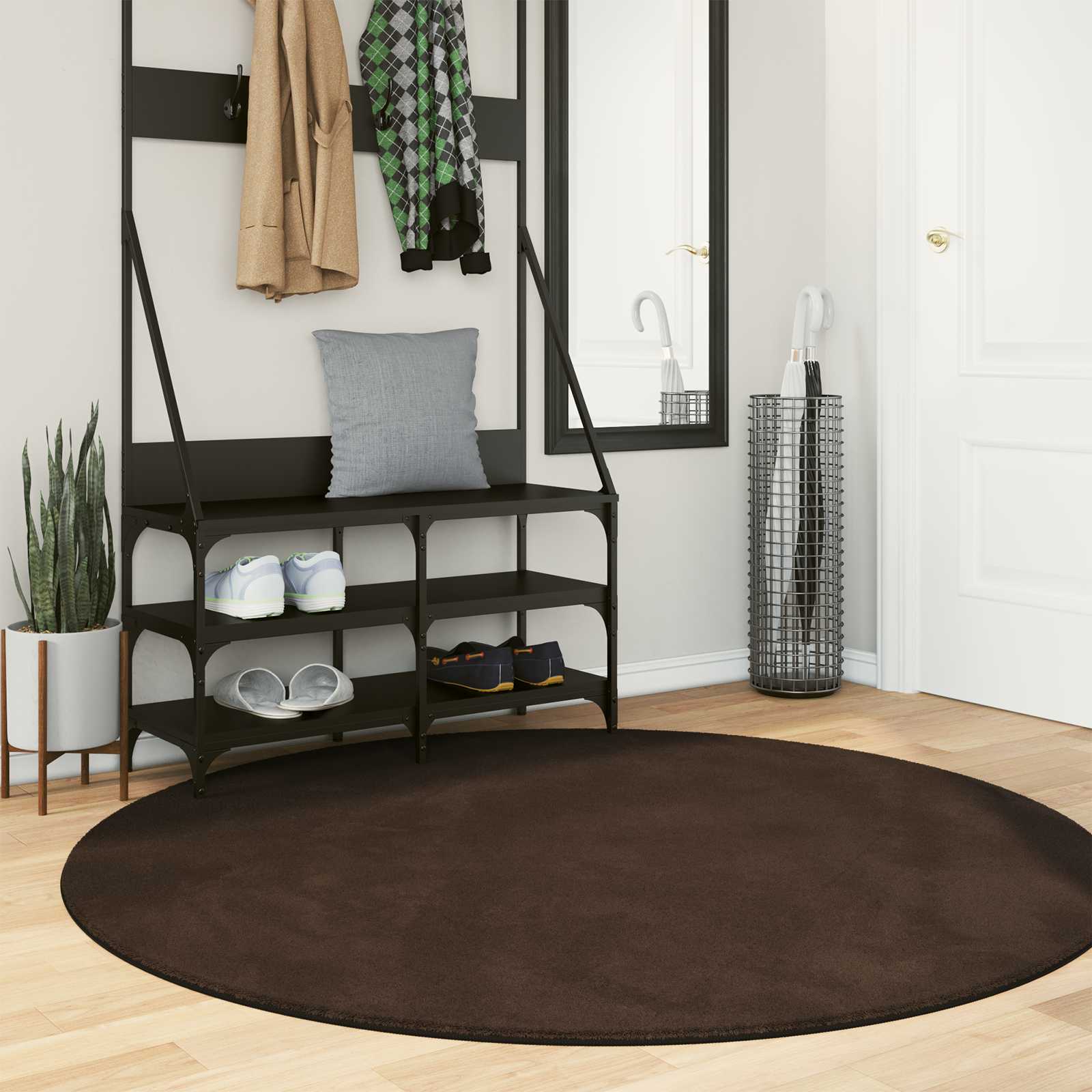 Medium pile zachte en wasbare tapijt HUARTE Bruin Ø 160 CM is nu te koop bij PeponiXL, paradijselijk wonen!