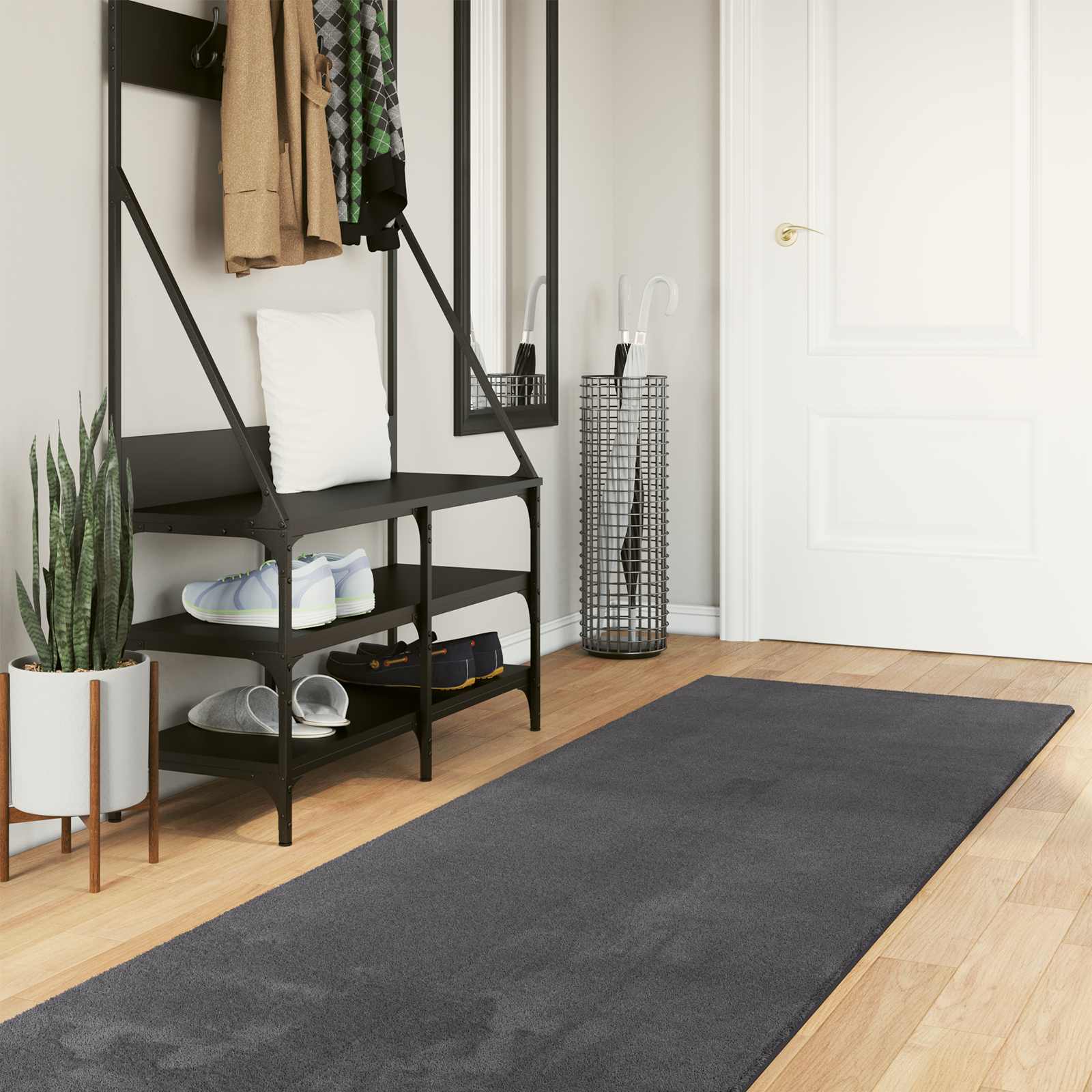 Vloerkleden Rechthoekig HUARTE Antraciet 500 x 80 cm Polyester is nu te koop bij PeponiXL, paradijselijk wonen!