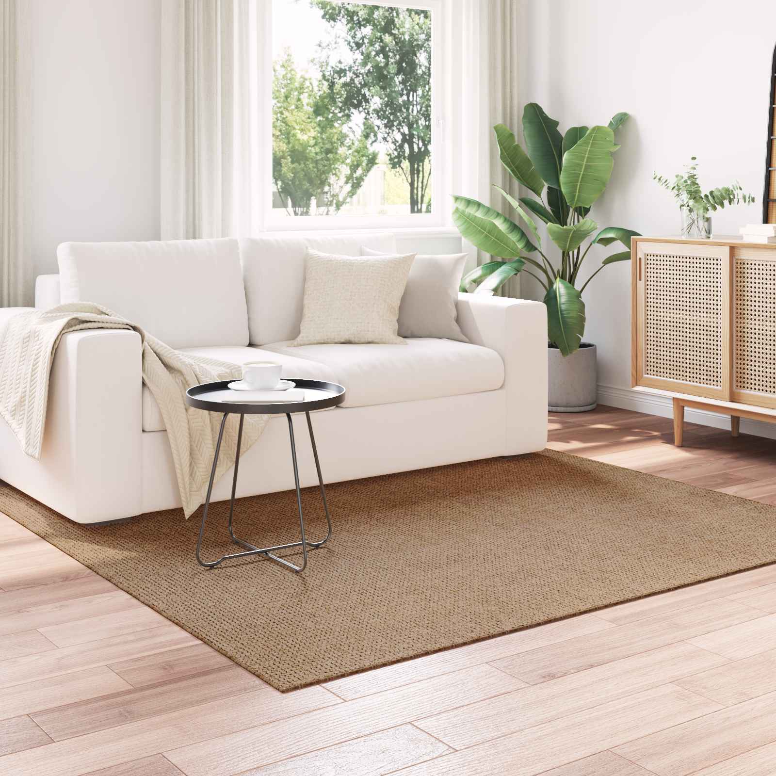 Vloerkleden Vierkant AGIRA Naturel 120 x 120 cm Polyester is nu te koop bij PeponiXL, paradijselijk wonen!