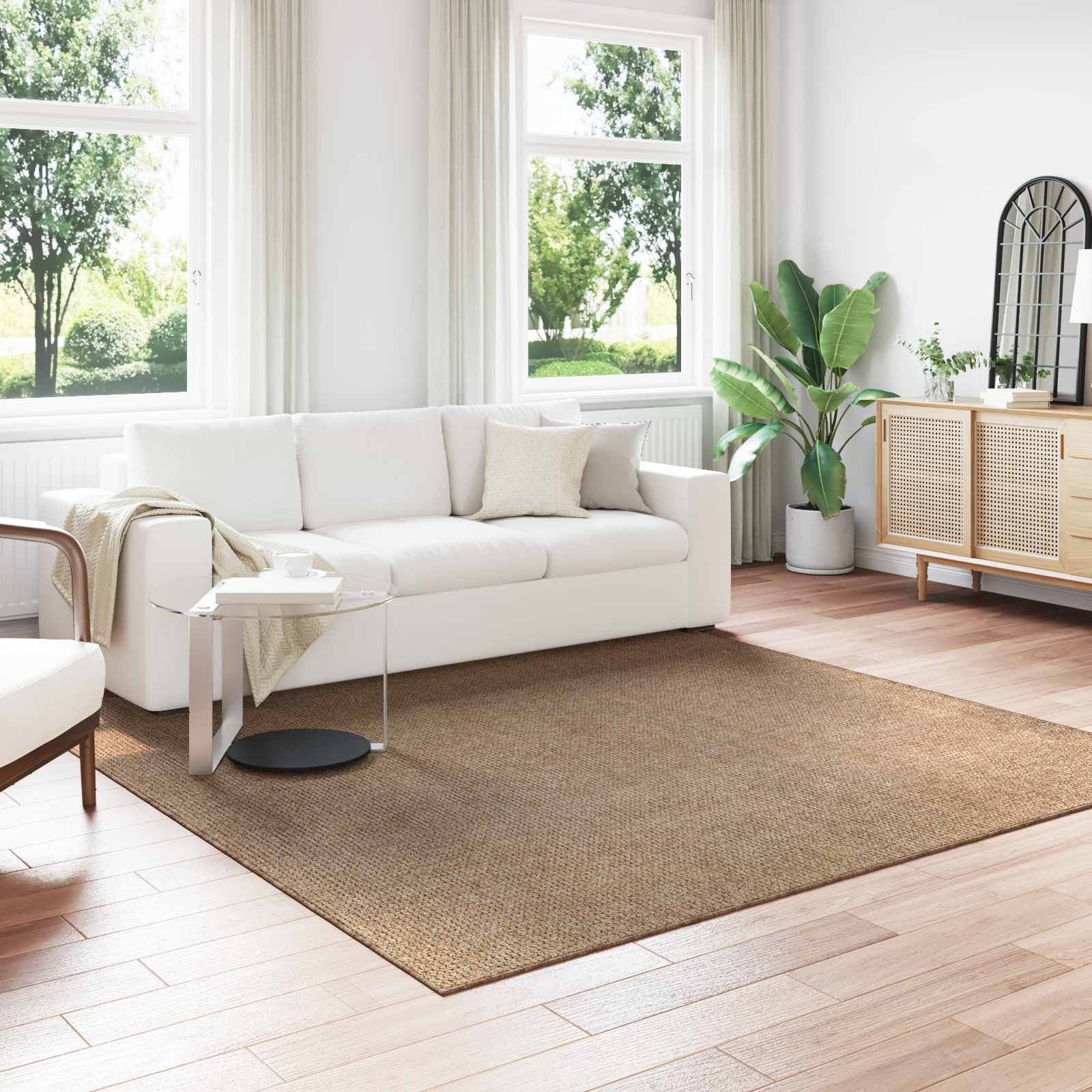 Vloerkleden Vierkant AGIRA Naturel 240 x 240 cm Polyester is nu te koop bij PeponiXL, paradijselijk wonen!