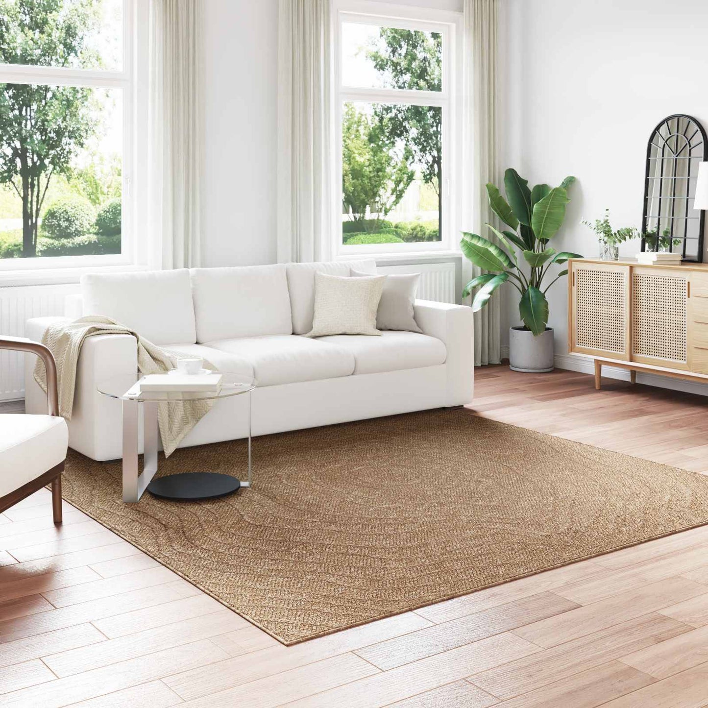 Vloerkleden Moiré Vierkant AGIRA Naturel 240 x 240 cm Polyester is nu te koop bij PeponiXL, paradijselijk wonen!