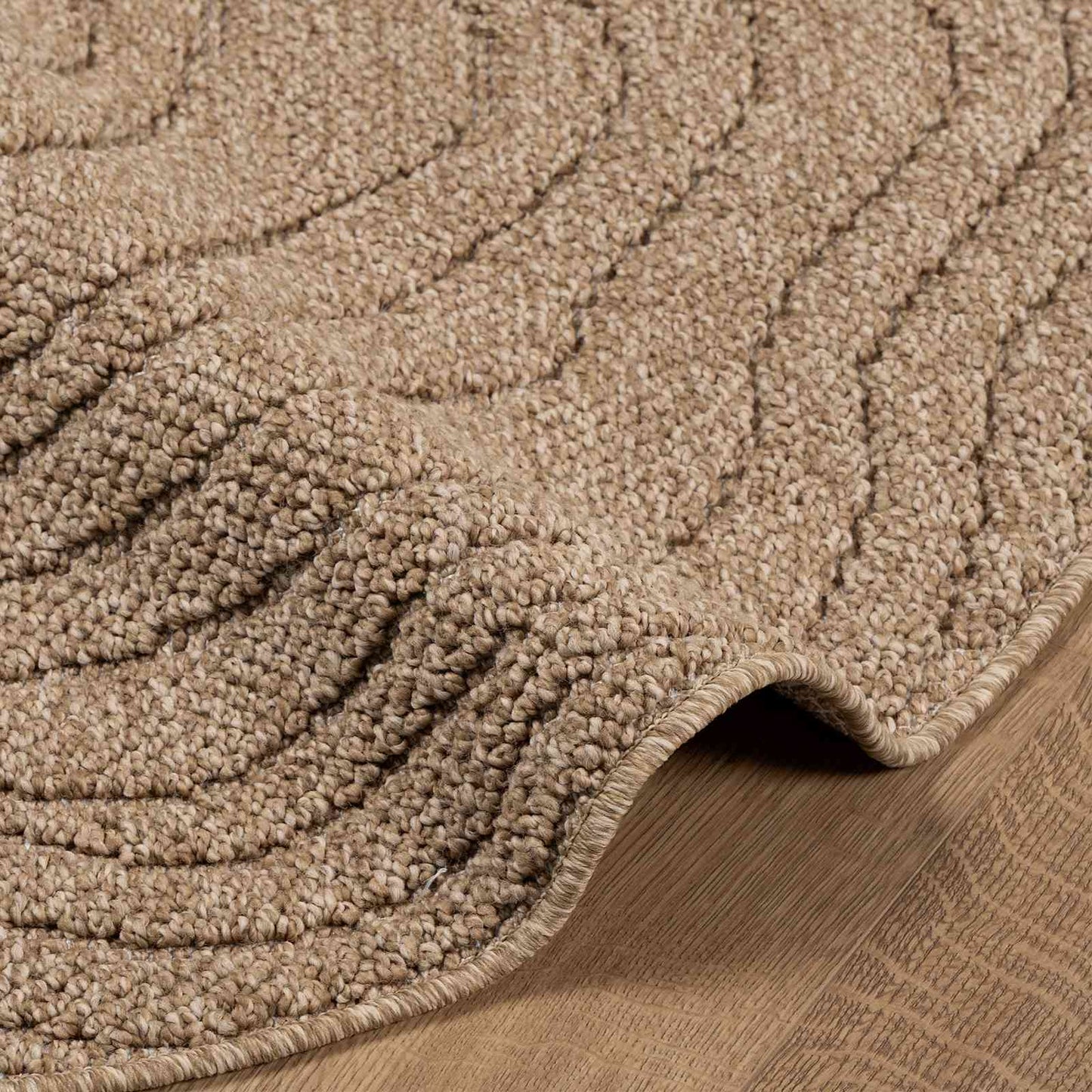 Vloerkleden Rond Moiré AGIRA Naturel Ø 160 CM Polyester is nu te koop bij PeponiXL, paradijselijk wonen!