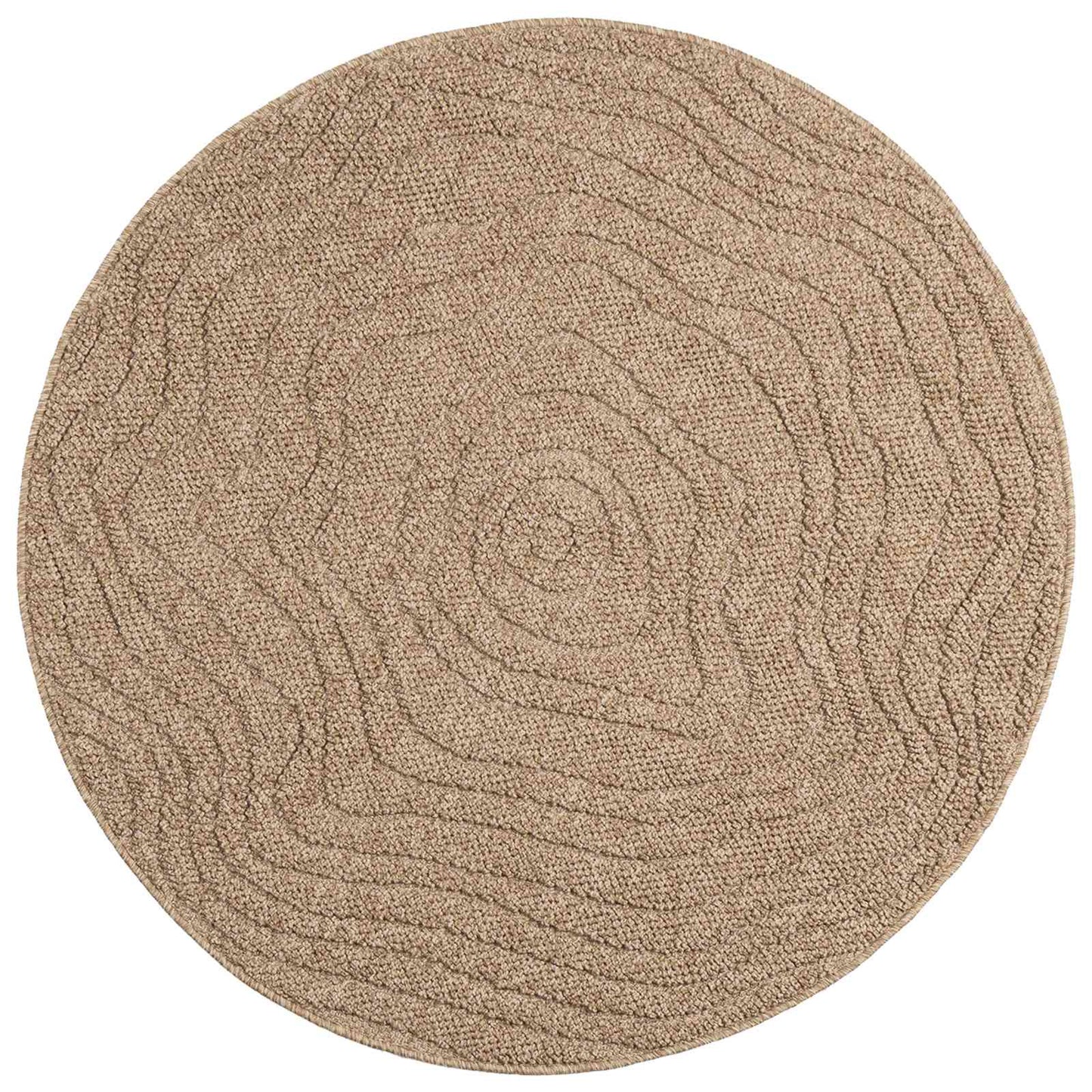 Vloerkleden Rond Moiré AGIRA Naturel Ø 200 CM Polyester is nu te koop bij PeponiXL, paradijselijk wonen!