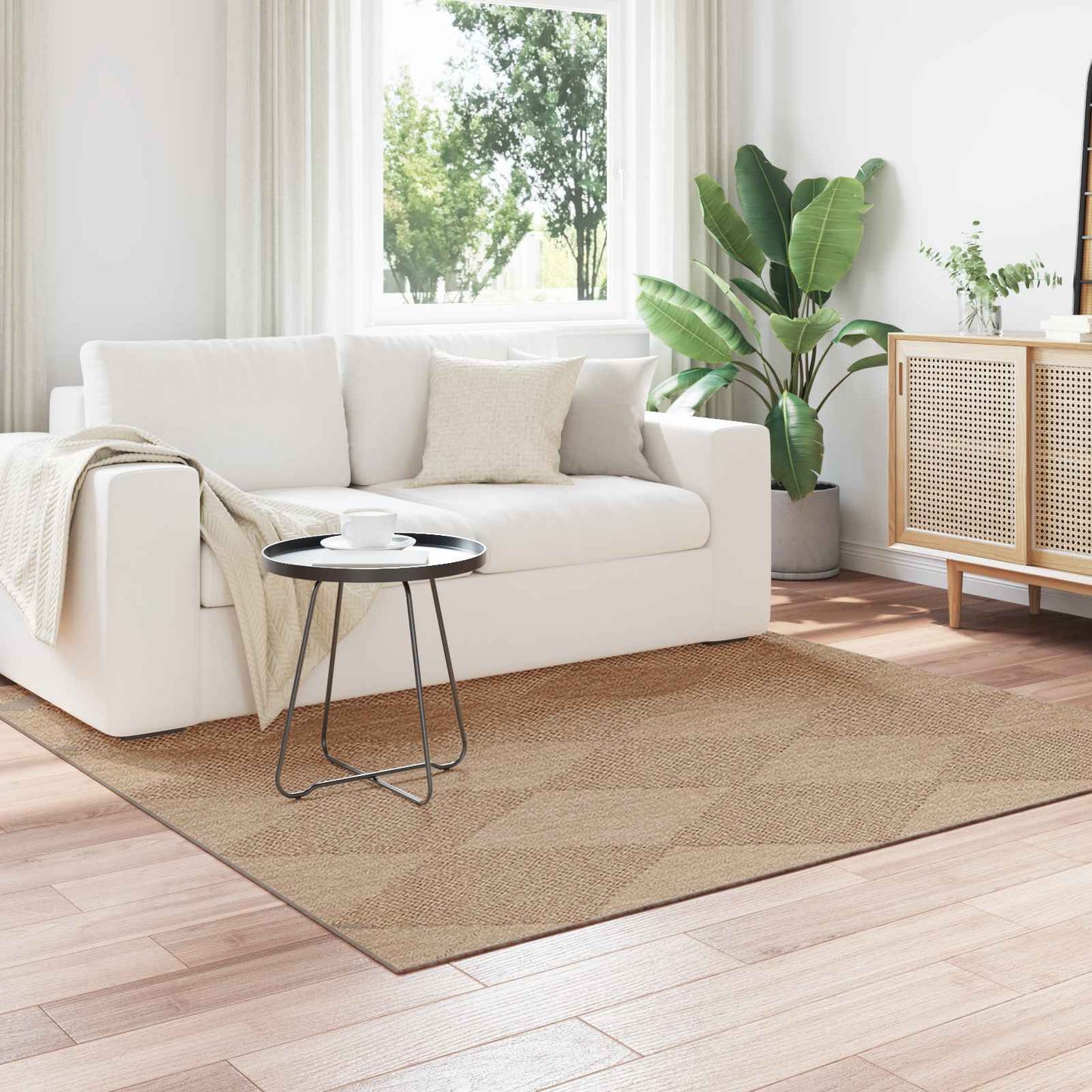 Vloerkleden Vierkant AGIRA Naturel 200 x 200 cm Polyester is nu te koop bij PeponiXL, paradijselijk wonen!