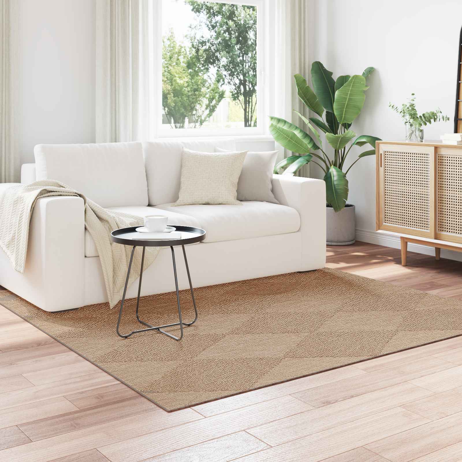 Vloerkleden Vierkant AGIRA Naturel 200 x 200 cm Polyester is nu te koop bij PeponiXL, paradijselijk wonen!