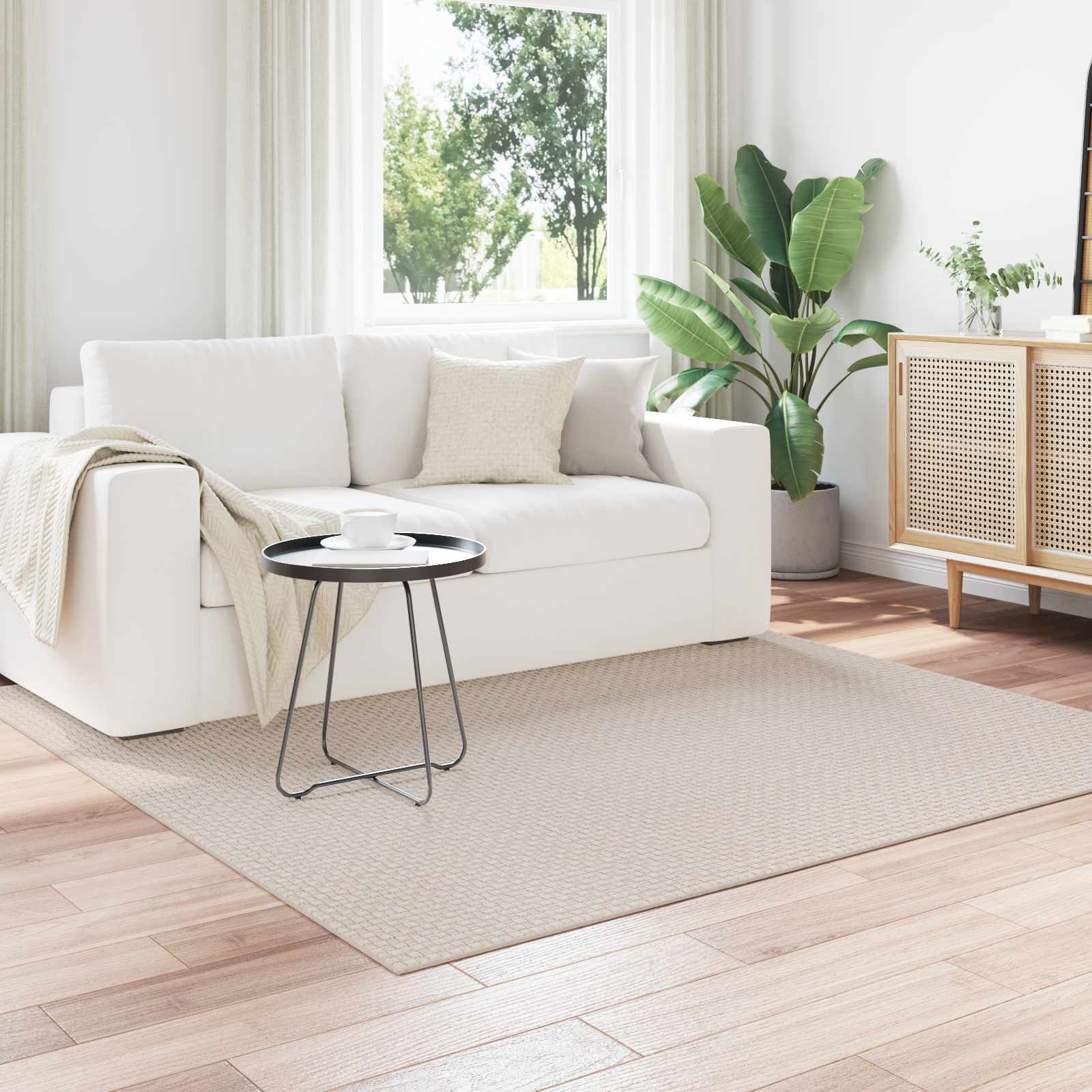 Vloerkleden Vierkant FARO Crème 120 x 120 cm Polyester is nu te koop bij PeponiXL, paradijselijk wonen!
