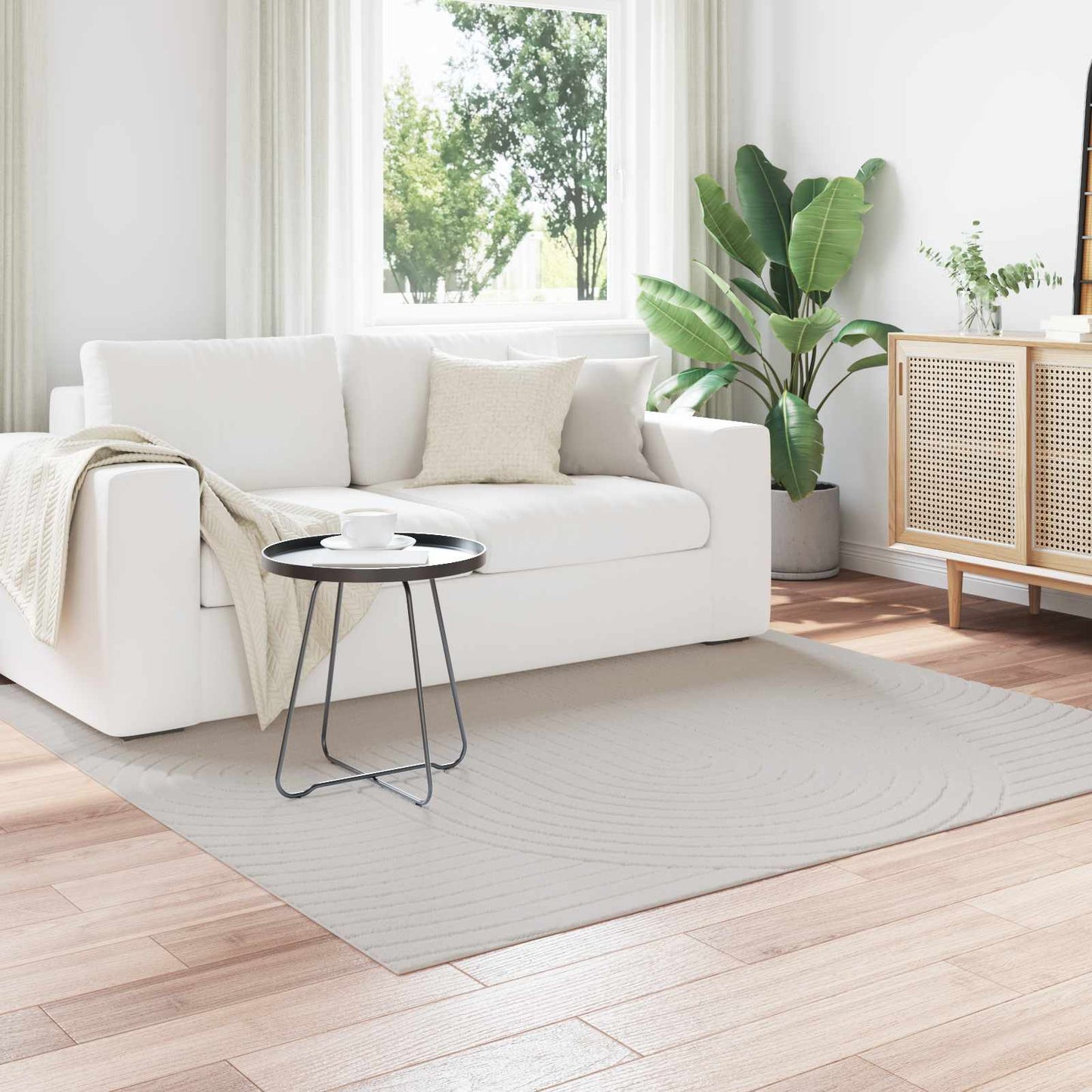 Vloerkleden Vierkant PALMERAS Crème 120 x 120 cm Polyester is nu te koop bij PeponiXL, paradijselijk wonen!