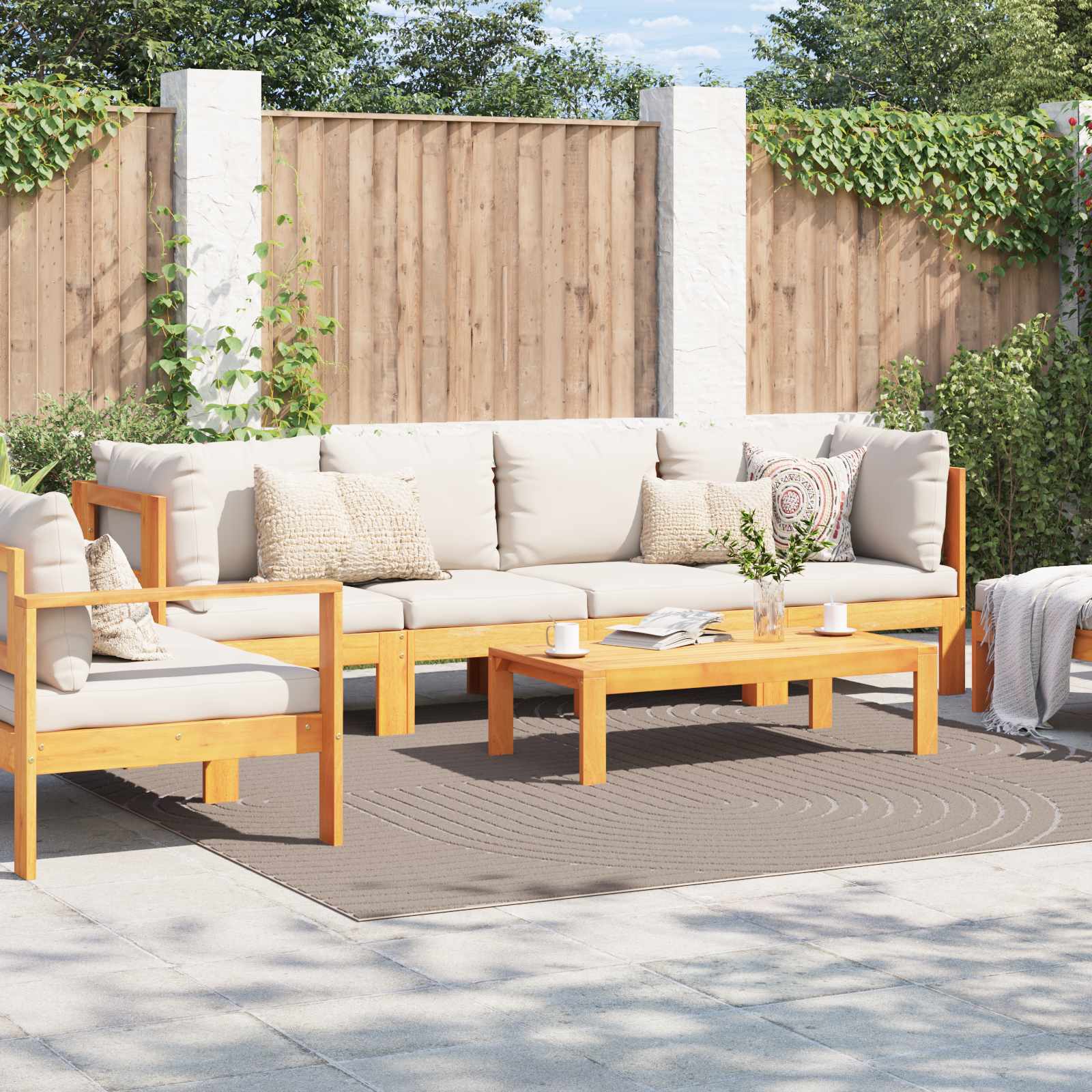 Vloerkleden Vierkant PALMERAS Beige 240 x 240 cm Polyester is nu te koop bij PeponiXL, paradijselijk wonen!