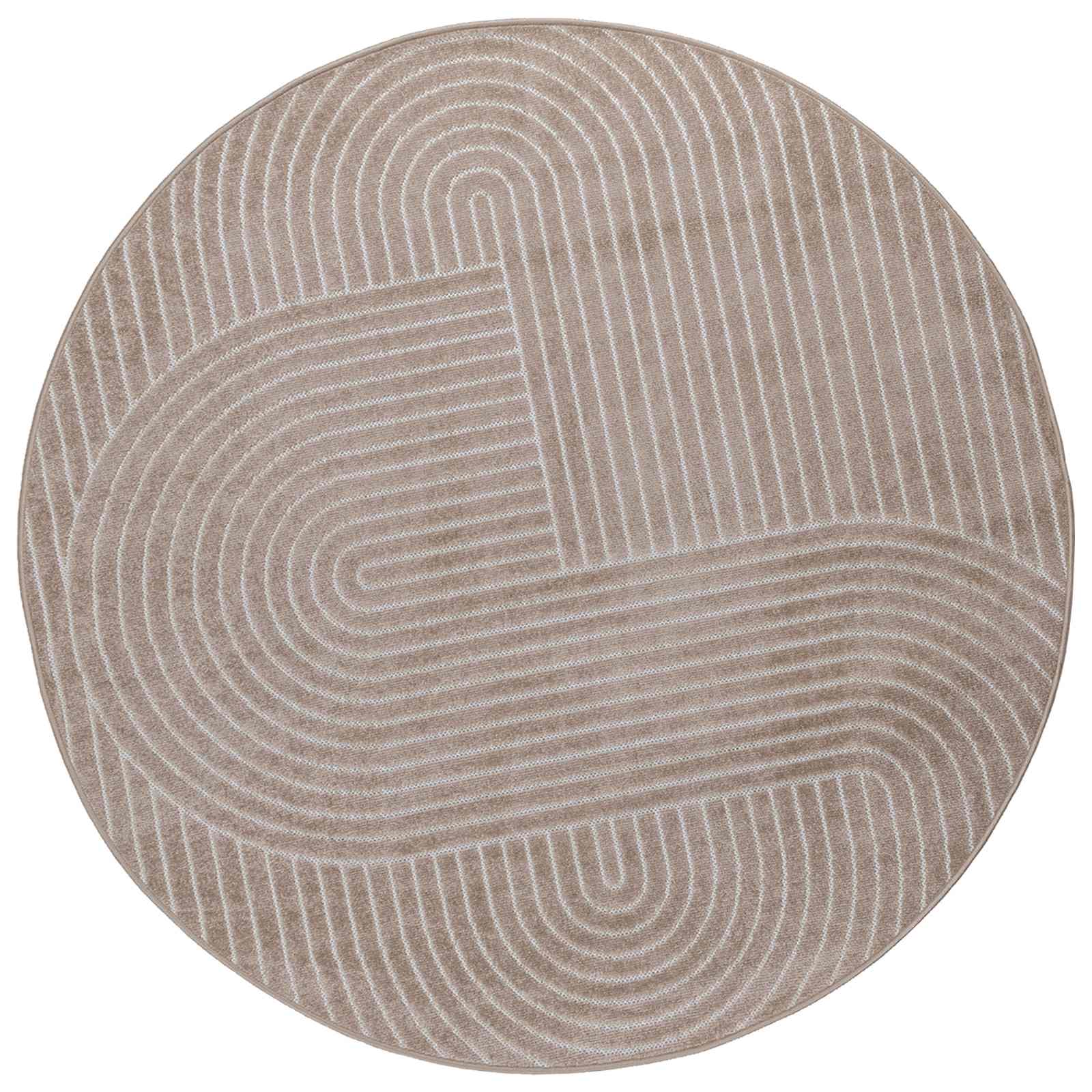 Vloerkleden Rond PALMERAS Beige Ø 120 CM Polyester is nu te koop bij PeponiXL, paradijselijk wonen!