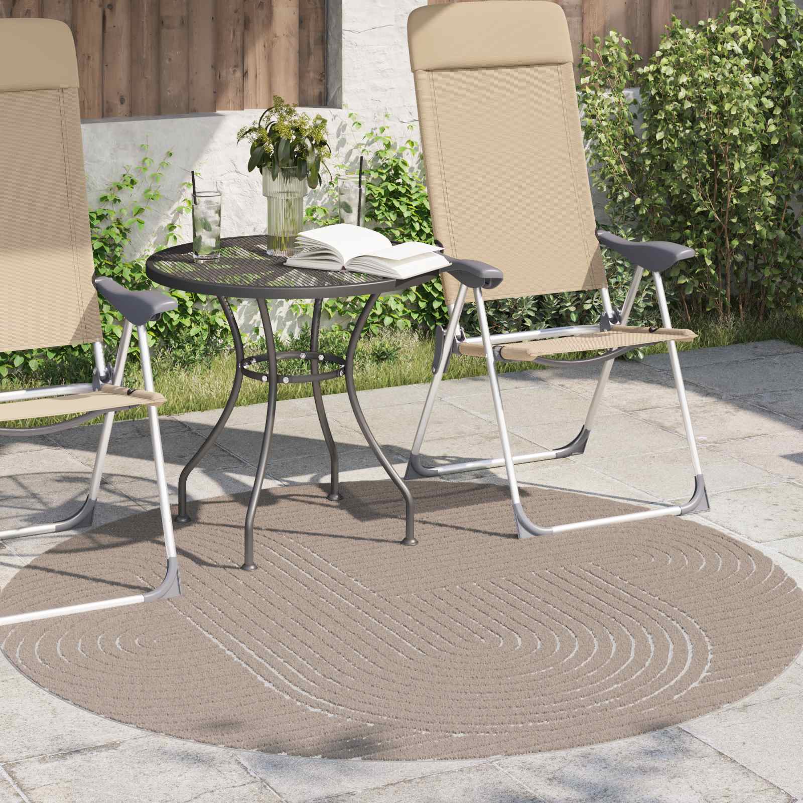 Vloerkleden Rond PALMERAS Beige Ø 200 CM Polyester is nu te koop bij PeponiXL, paradijselijk wonen!