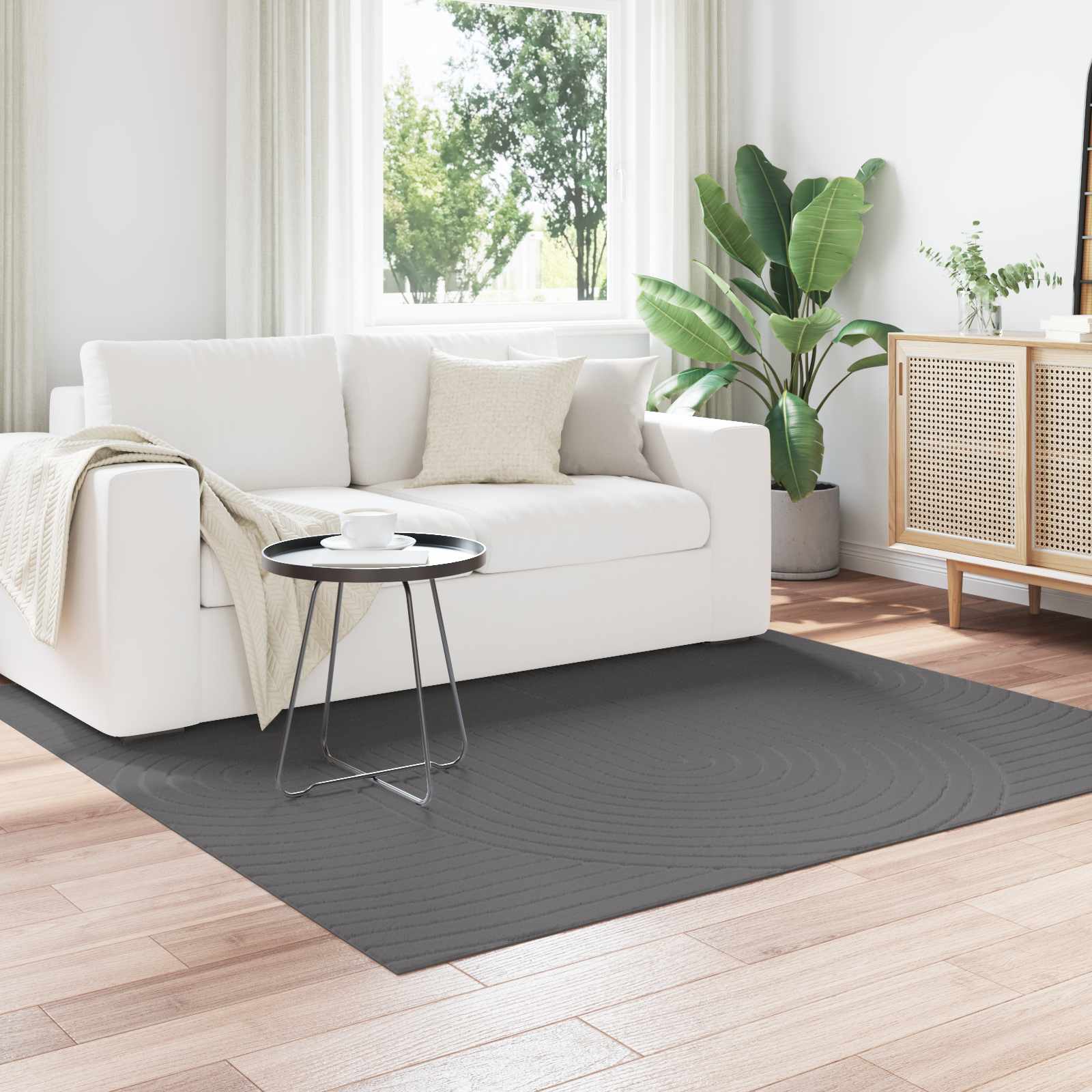 Vloerkleden Vierkant PALMERAS Antraciet 200 x 200 cm Polyester is nu te koop bij PeponiXL, paradijselijk wonen!