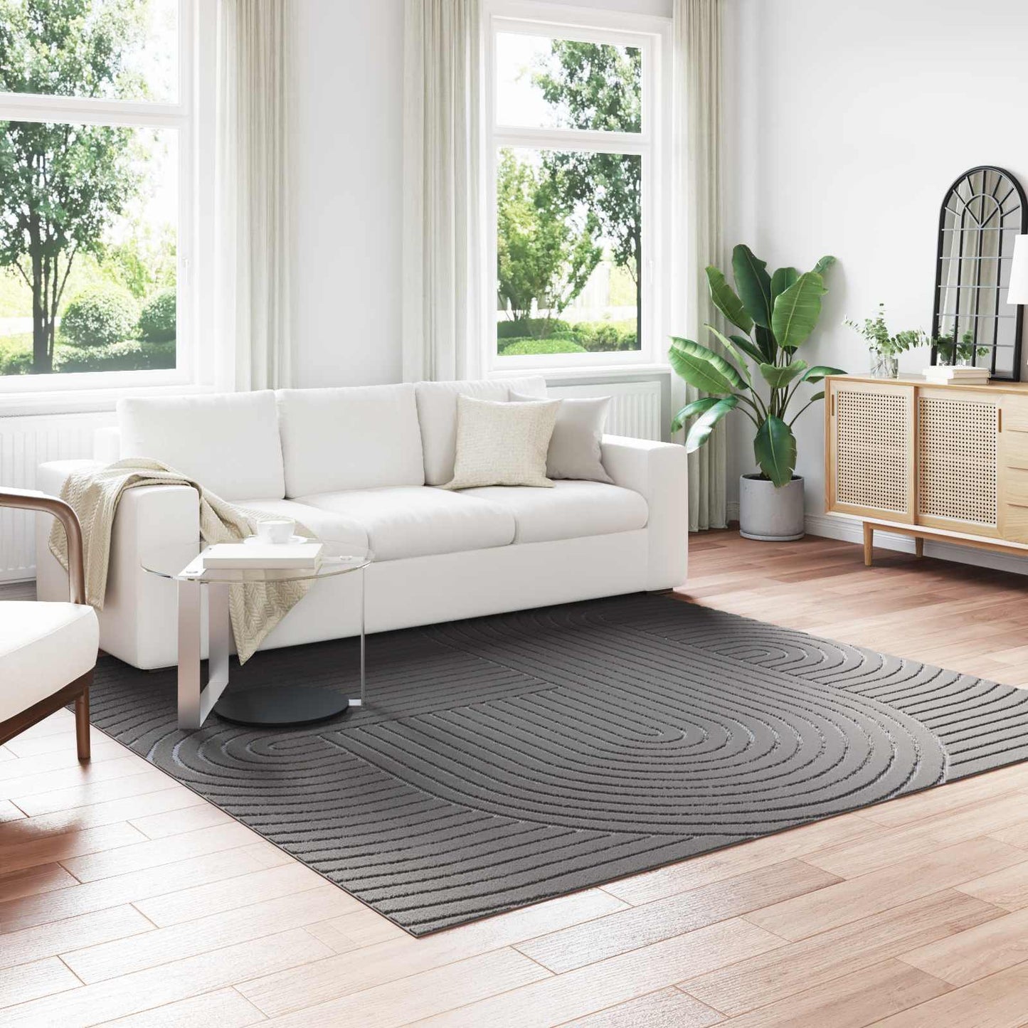 Vloerkleden Vierkant PALMERAS Antraciet 240 x 240 cm Polyester is nu te koop bij PeponiXL, paradijselijk wonen!