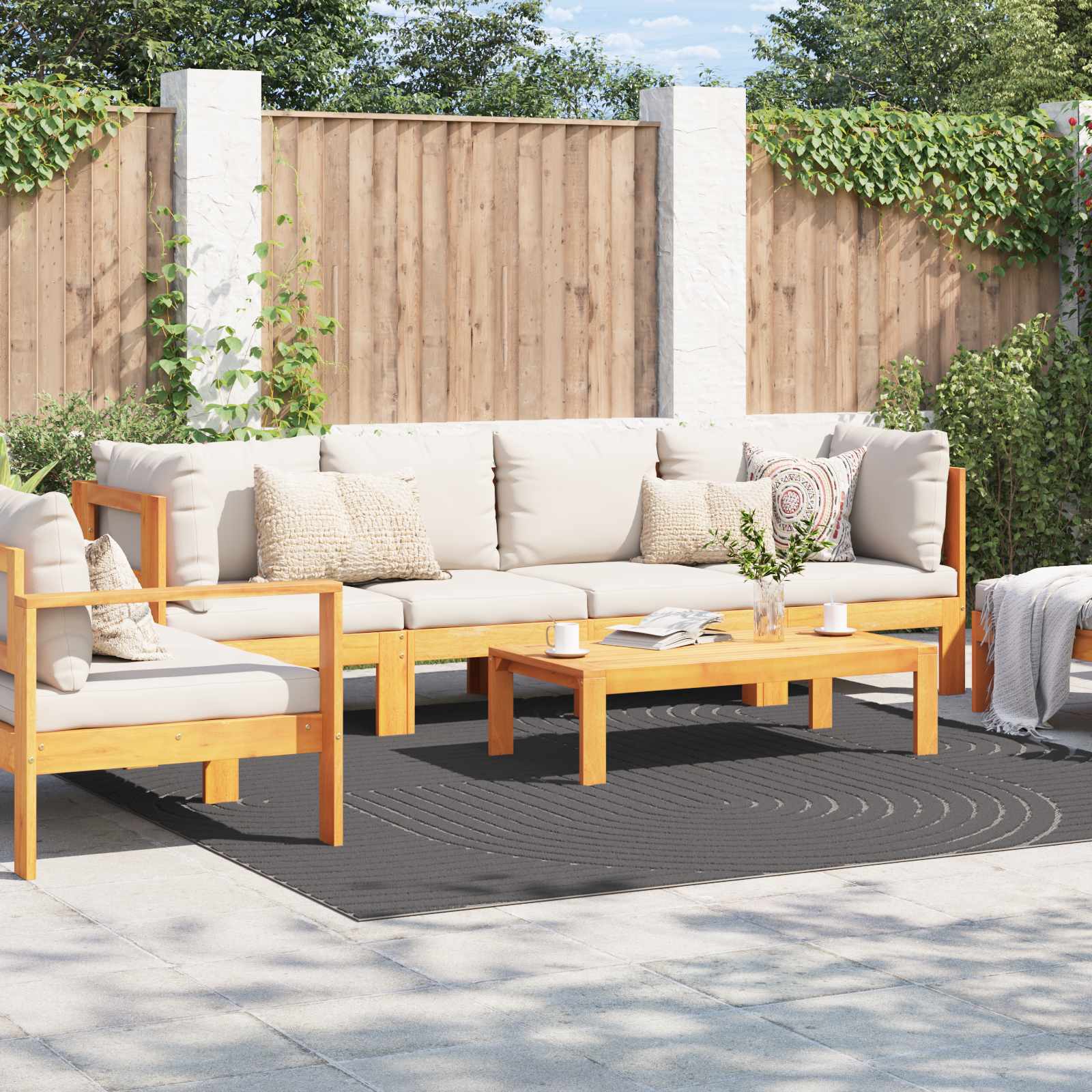 Vloerkleden Vierkant PALMERAS Antraciet 240 x 240 cm Polyester is nu te koop bij PeponiXL, paradijselijk wonen!