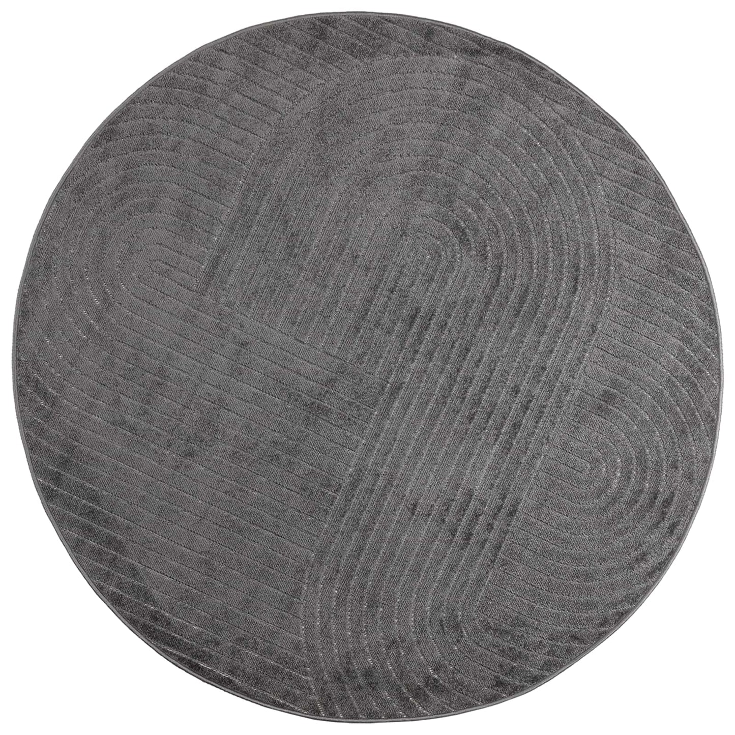 Vloerkleden Rond PALMERAS Antraciet Ø 200 CM Polyester is nu te koop bij PeponiXL, paradijselijk wonen!