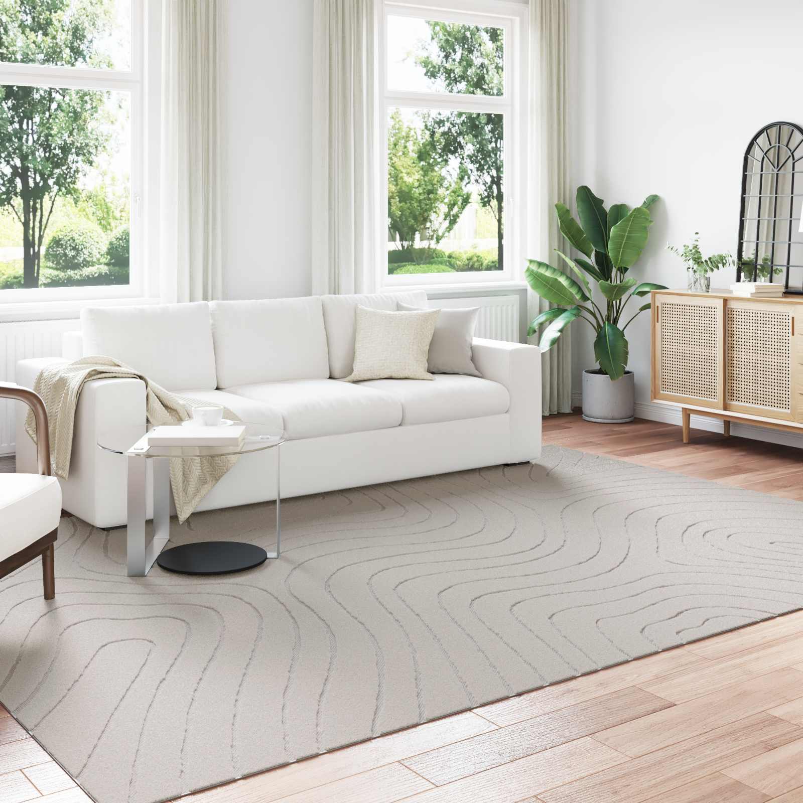 Vloerkleden Rechthoekig PALMERAS Crème 340 x 240 cm Polyester is nu te koop bij PeponiXL, paradijselijk wonen!